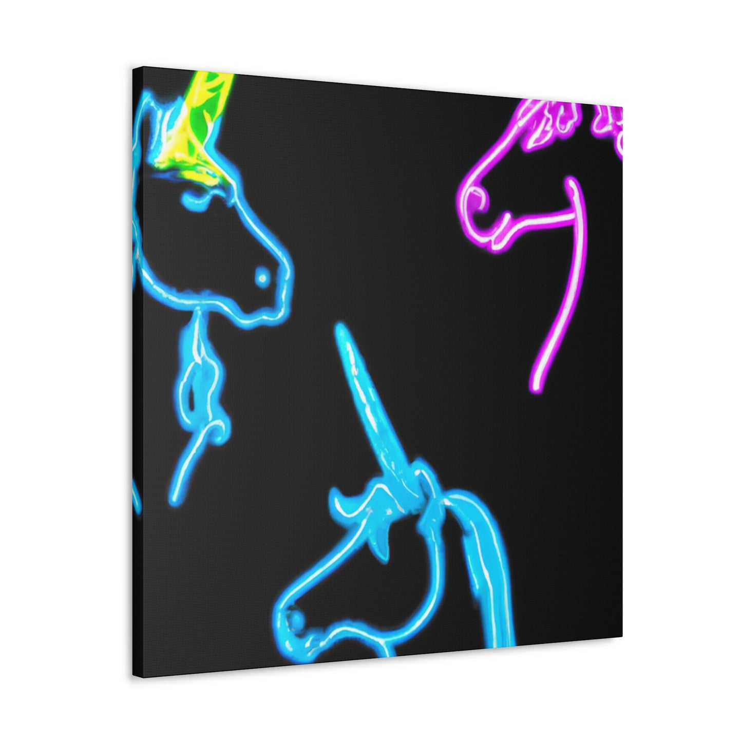 Vibrant Neon Fantasy NEON Unicorns Art Canvas
