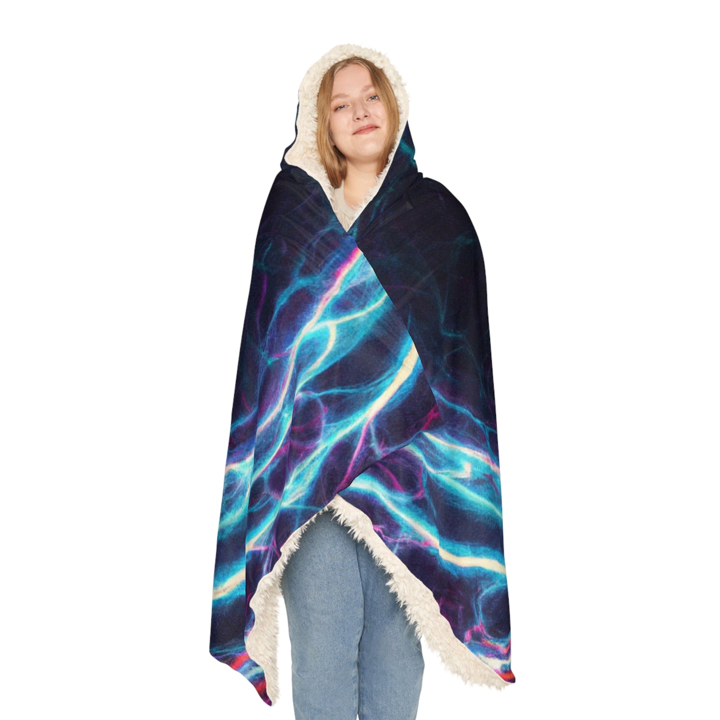 'Vibrant Cosmos' - NEON Infinity Patterns Art Hooded Snuggle Blanket