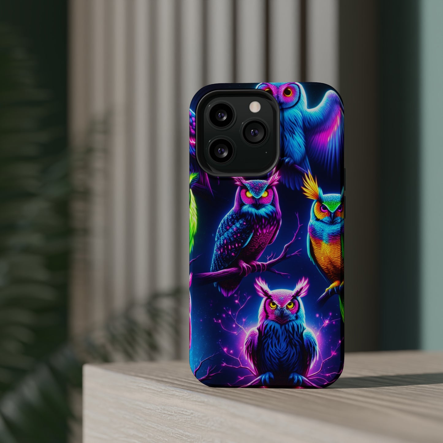 Neon Owlfection. Neon Owls Premium Art Magsafe Magnet Tough IPhone 13 14 15 Pro Plus Max and Mini in Matte and Glossy Phone cases