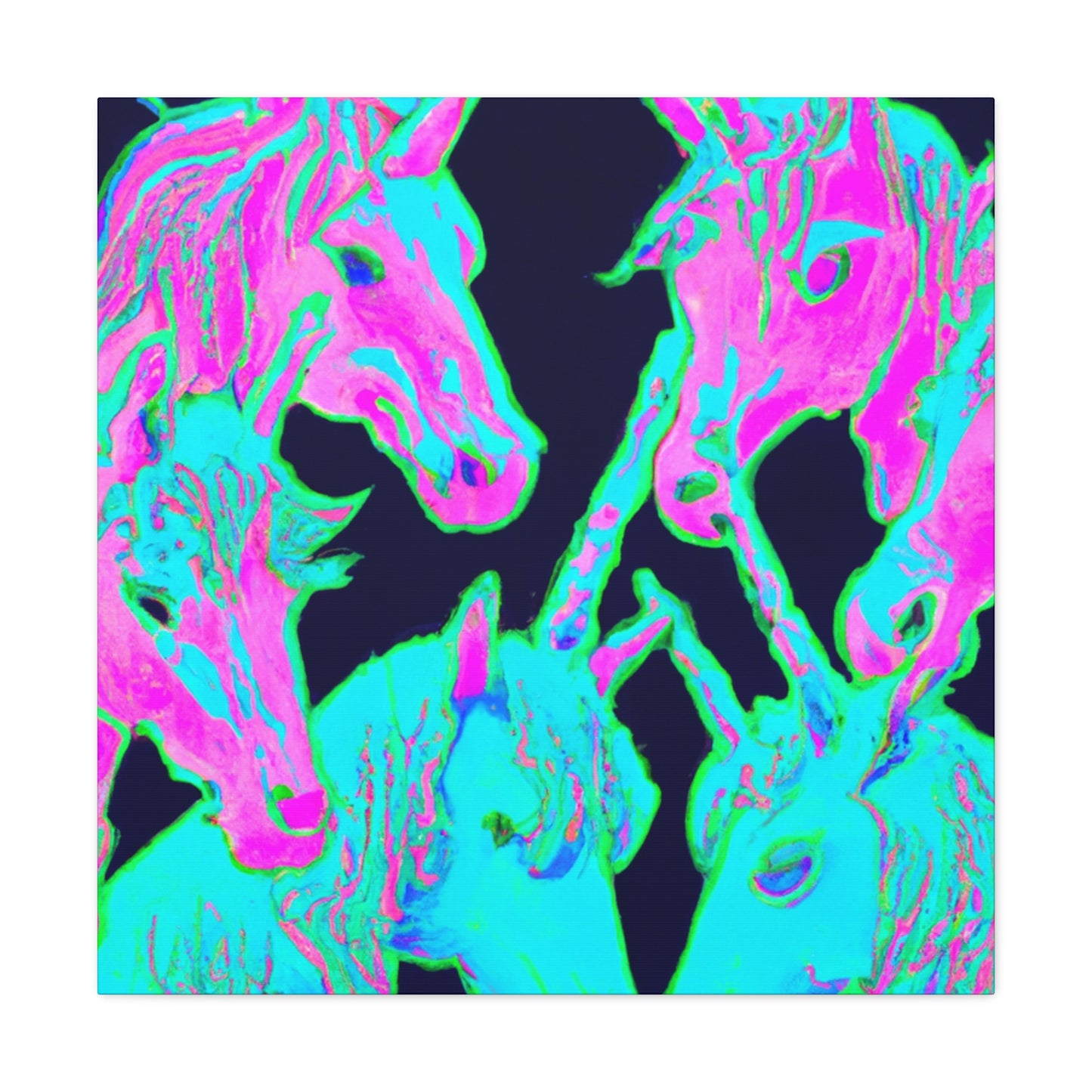 Neon Rainbow Herd NEON Unicorns Art Canvas