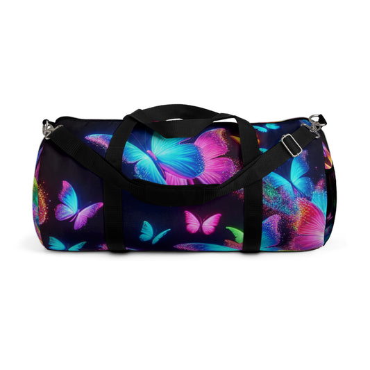 Glimmering Rainbow of Butterflies - Neon Butterflies Duffle Bag