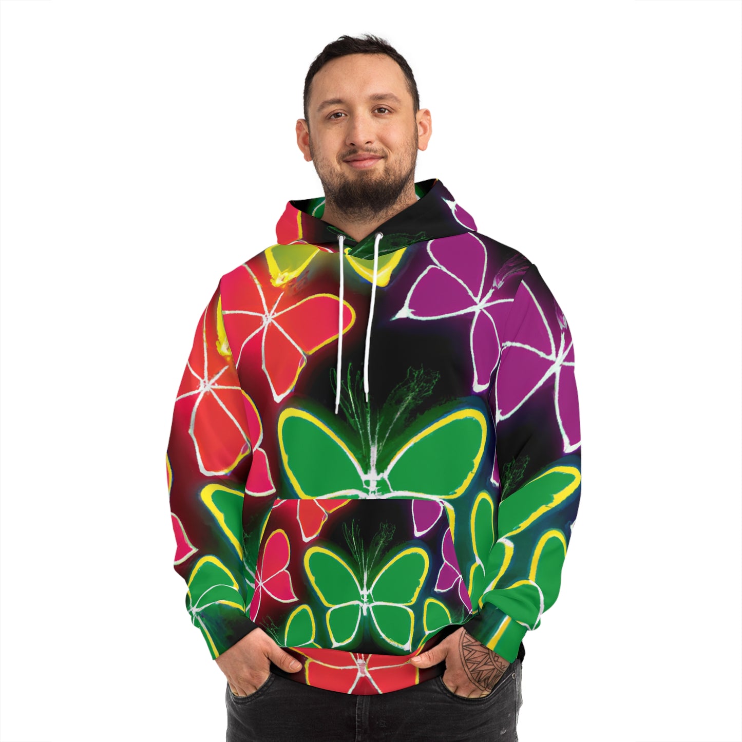 "Electric Glowing Flutter" - Butterflies AOP Hoodie