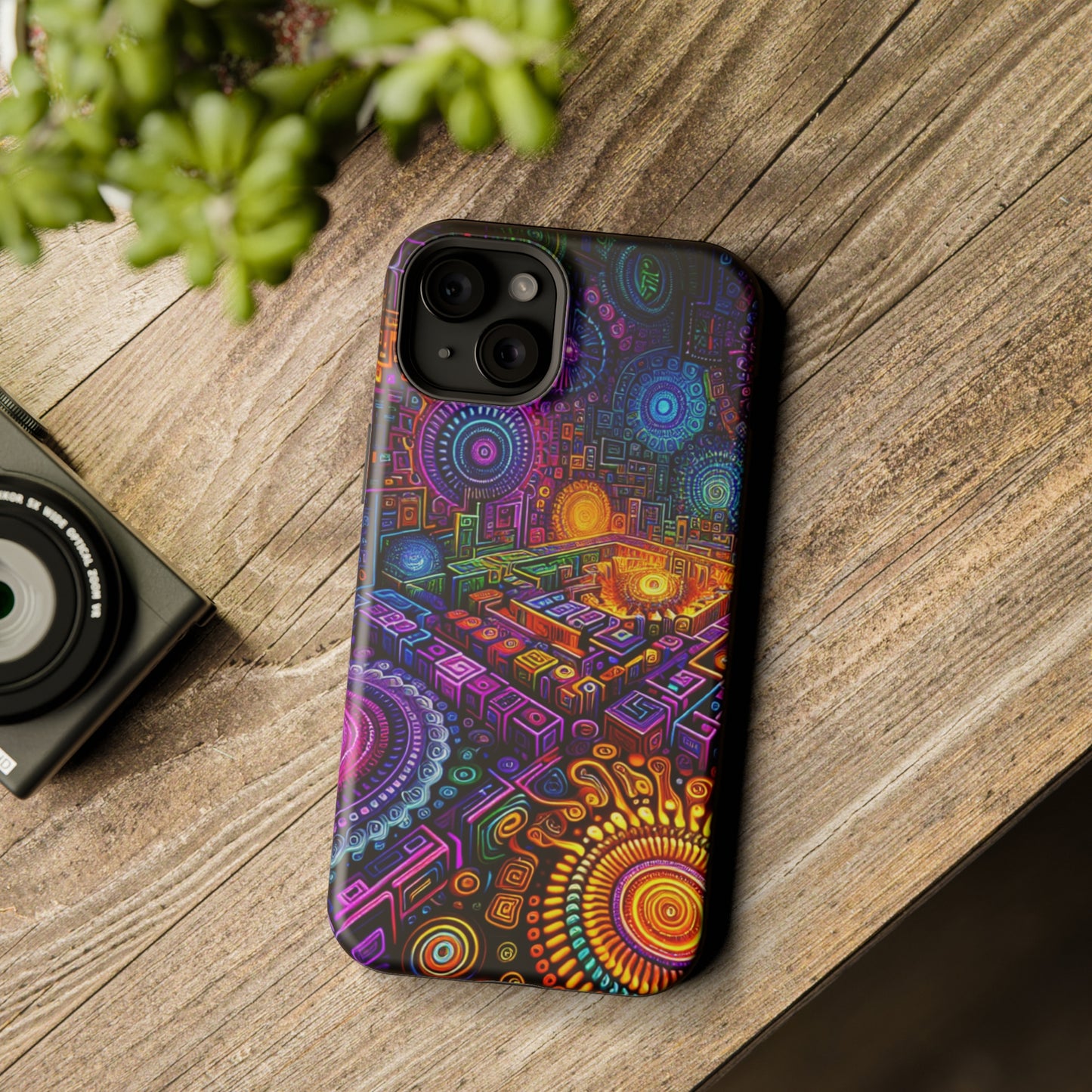 Vivid Voyage of Infinity Neon Splendor. Neon Trippy Infinity Patterns Premium Art Magsafe Magnet Tough IPhone 13 14 15 Pro Plus Max and Mini in Matte and Glossy Phone cases