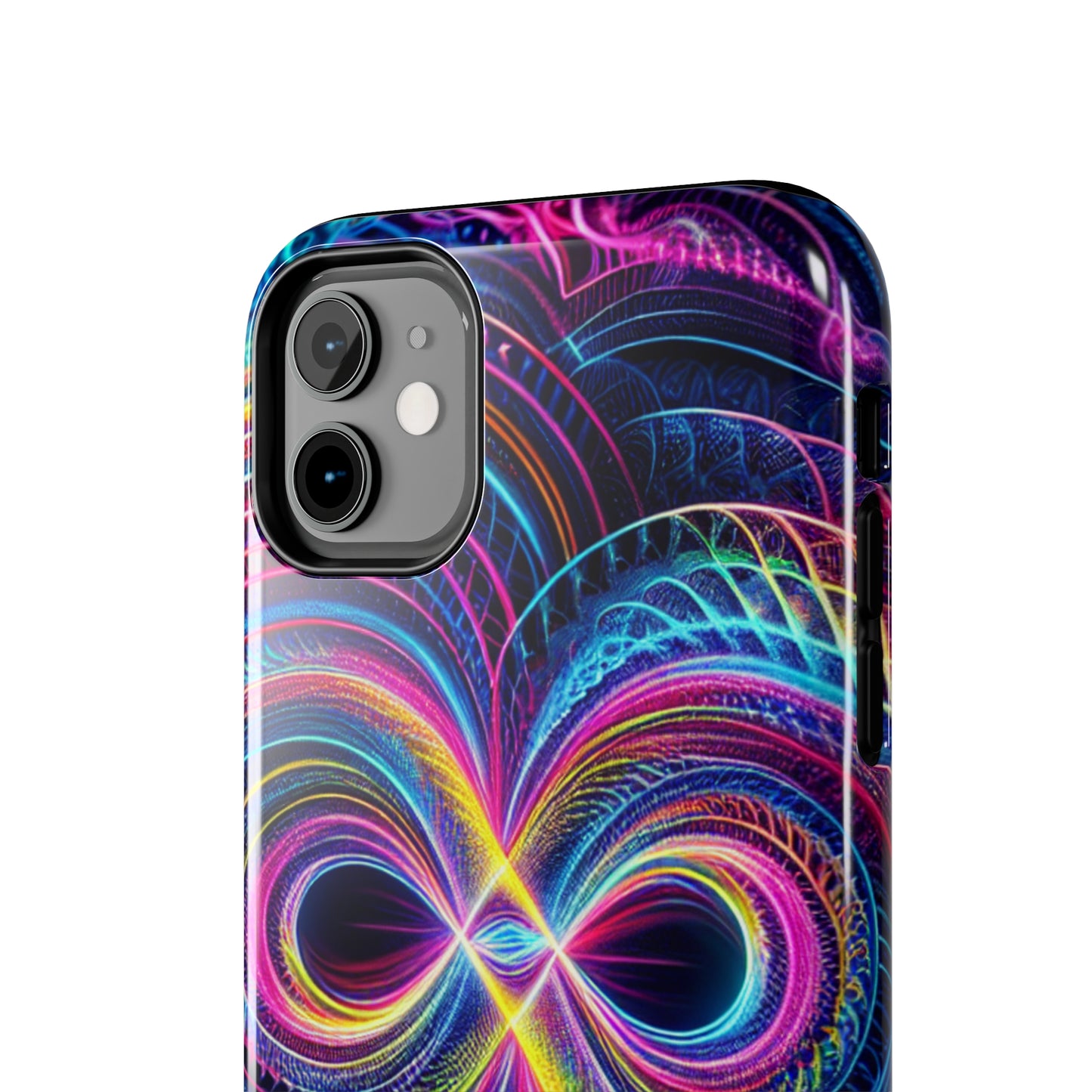 Psychedelic Dreams in Neon Void. Trippy Infinity Patterns Tough Phone Case Iphone 7 8 9 10 11 12 13 14 Pro Max Mini Plus XR XS SE