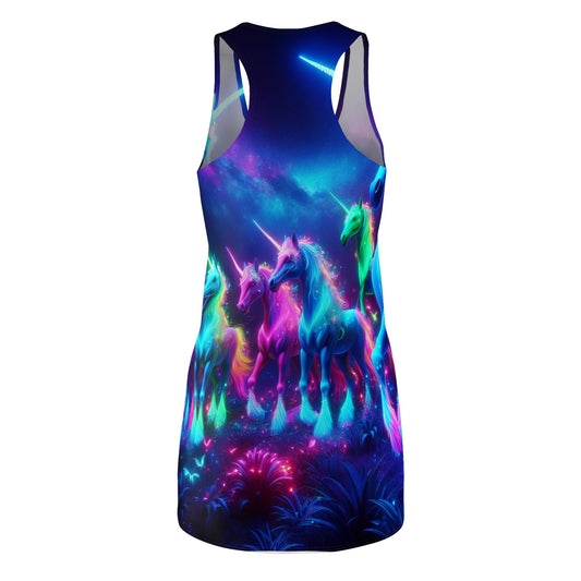 Vibrant Neon Unicorn Dreamscape Neon Unicorns Racerback Dress