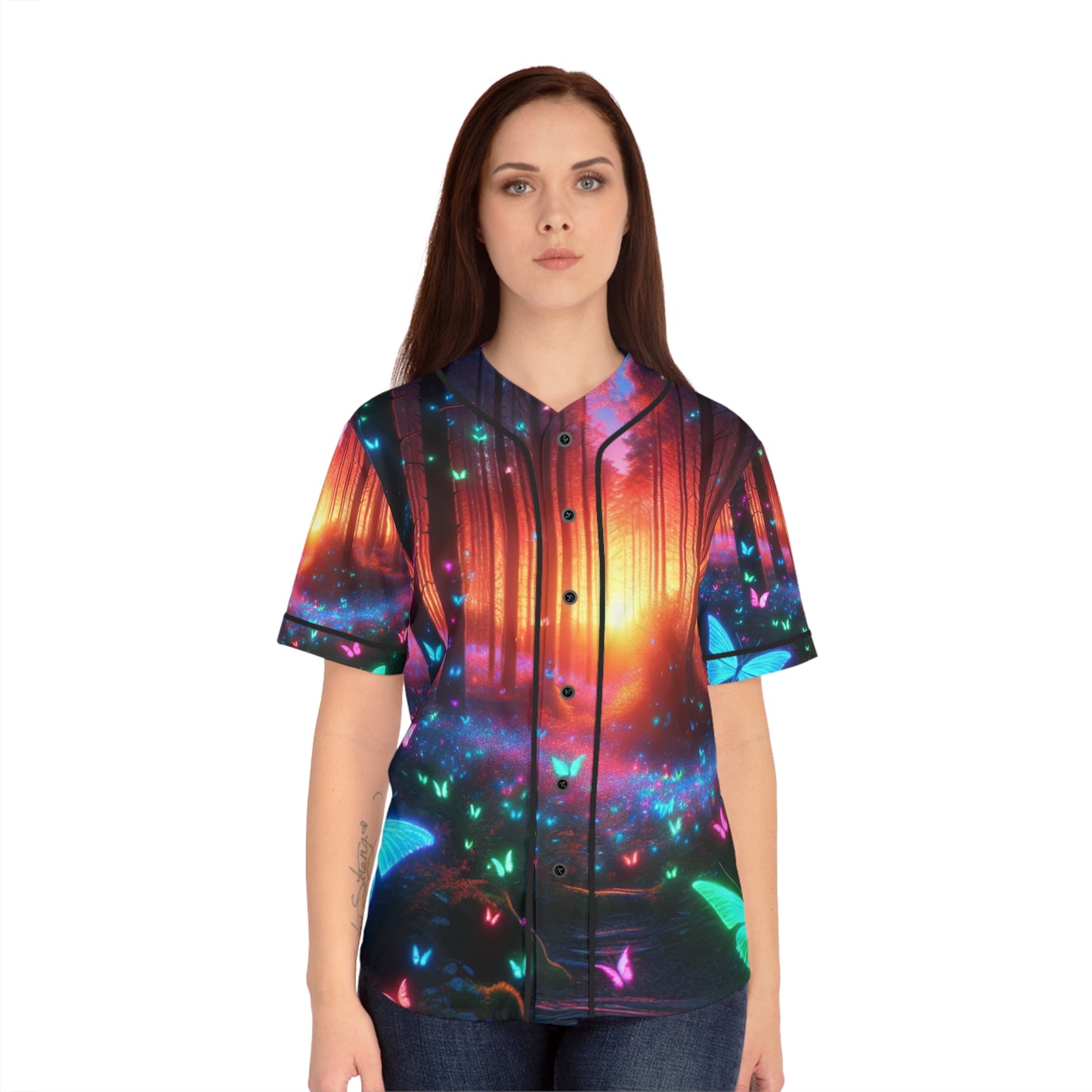 "Neon Flutterby Flurry" Neon Butterflies Womans Jersey