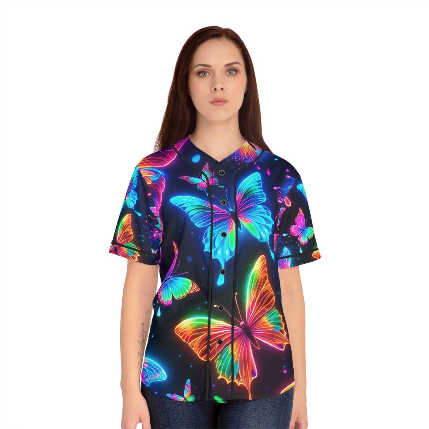 "Rainbow Butterfly Flight" Neon Butterflies Womans Jersey