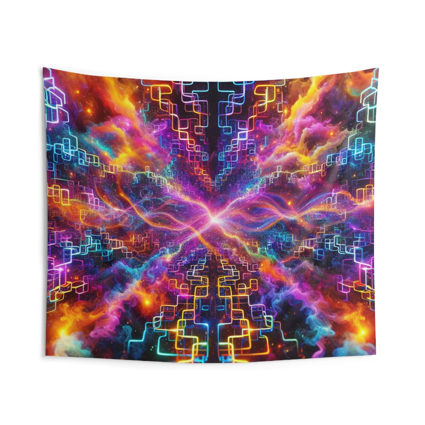 Psychedelic Eternal Radiance. Infinity Patterns Art Tapestry