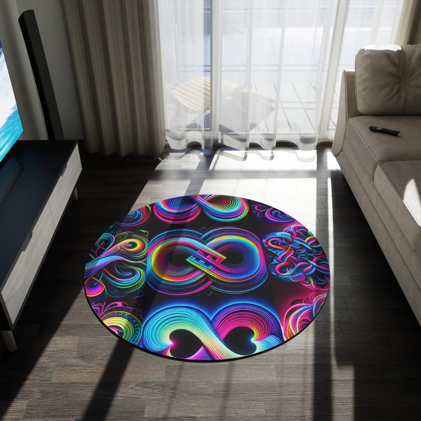 Optical Phantasmagoria Infinity Patterns Round Rug