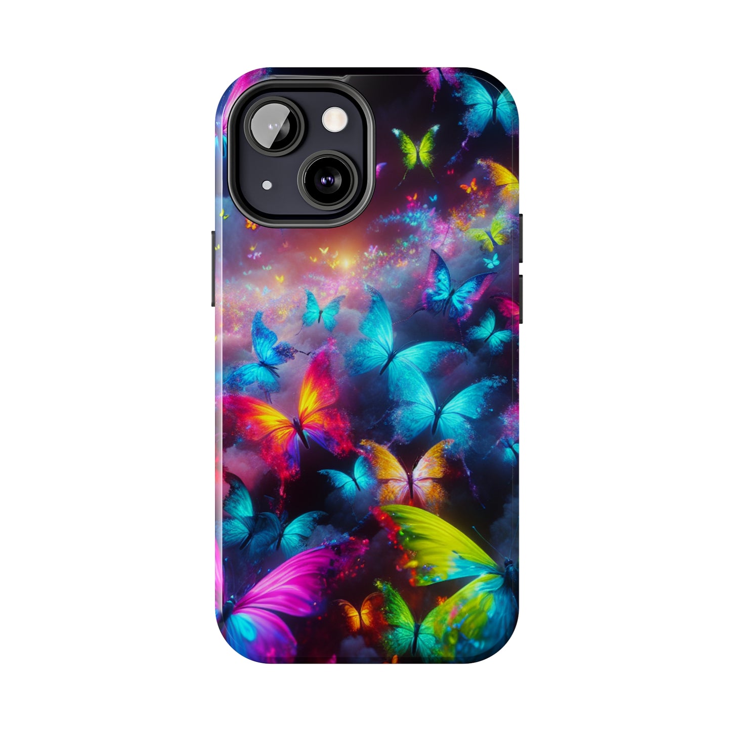"Neon Flutterings" NEON Butterflies Tough Phone Case Iphone 7 8 9 10 11 12 13 14 SE X XR XS Pro Max Mini Plus