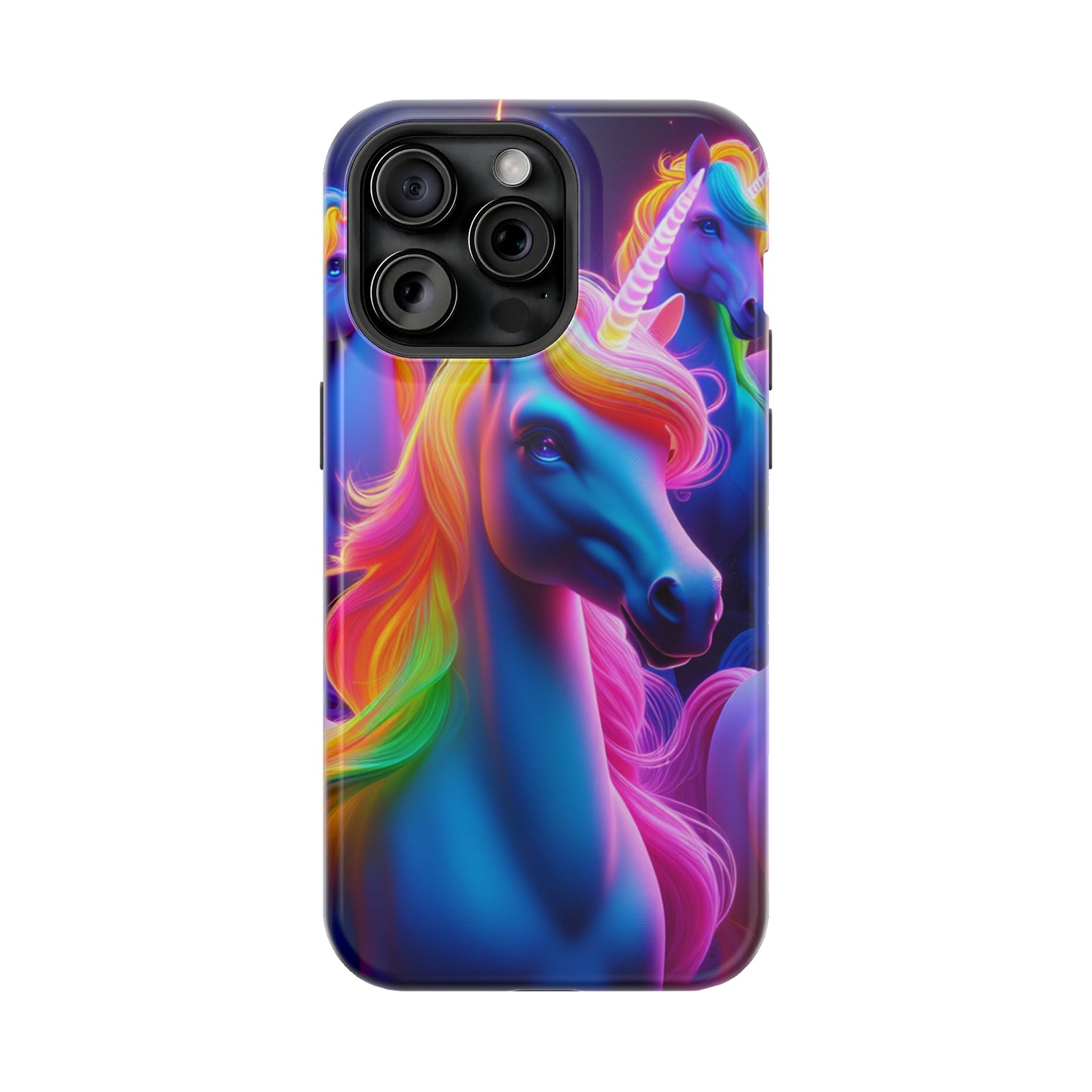 Neon Nighthorn Pride Neon Unicorns Premium Art Magsafe Magnet Tough IPhone 13 14 15 Pro Plus Max and Mini in Matte and Glossy Phone cases