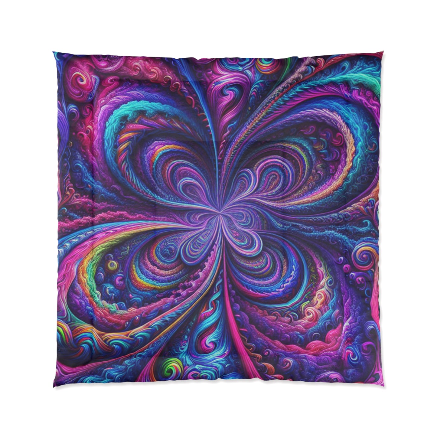 Trancendent Trippin' Neon Infinity Swirls. Trippy Infinity Patterns Comforter Blanket