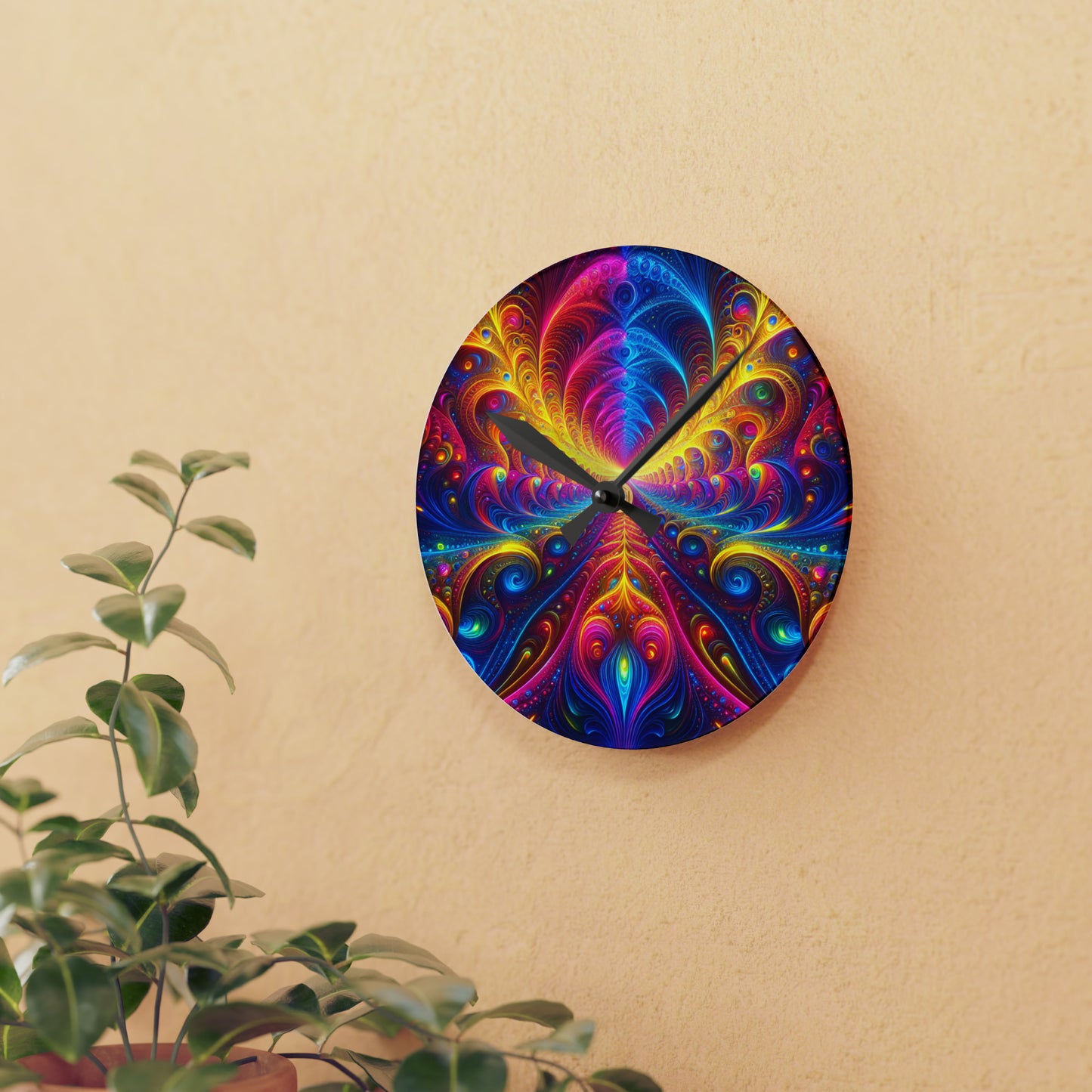 Vibin' Neon Infinity. Infinity Patterns Art Acrylic Clock