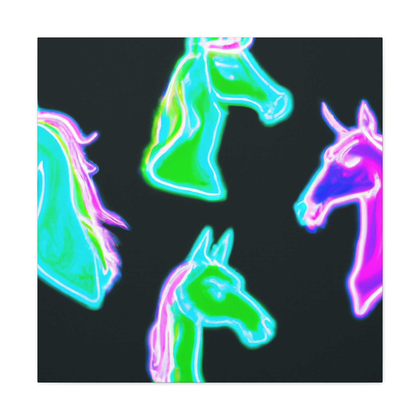 Vivid Nocturnal Unicorns. NEON Unicorns Art Canvas