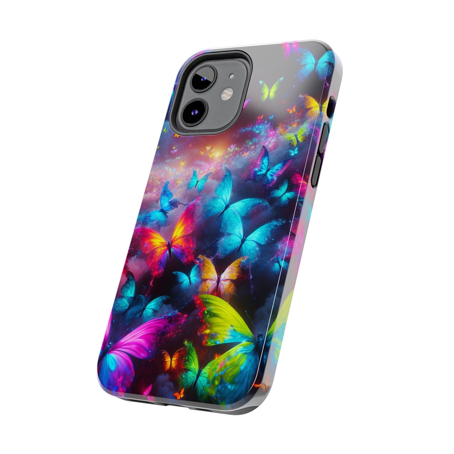 "Neon Flutterings" NEON Butterflies Tough Phone Case Iphone 7 8 9 10 11 12 13 14 SE X XR XS Pro Max Mini Plus