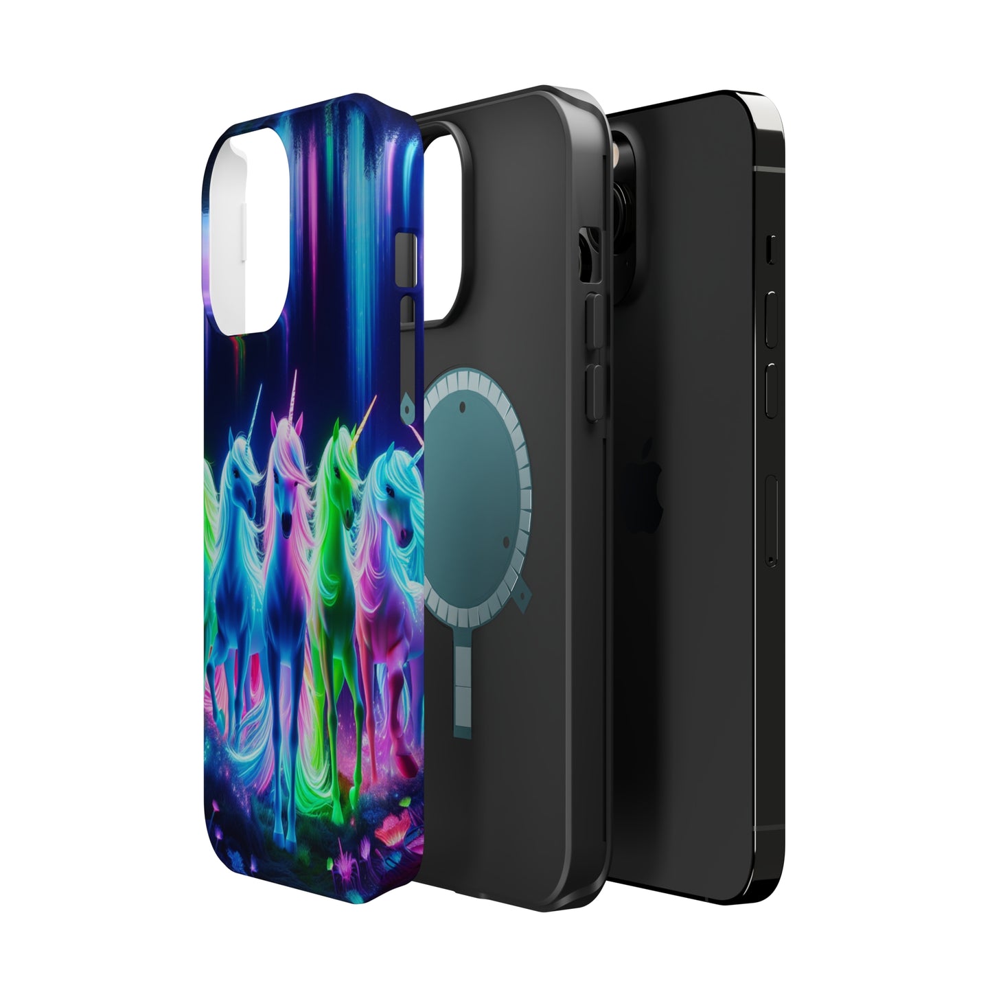 Neon Unicorn Pods. Neon Unicorns Premium Art Magsafe Magnet Tough IPhone 13 14 15 Pro Plus Max and Mini in Matte and Glossy Phone cases