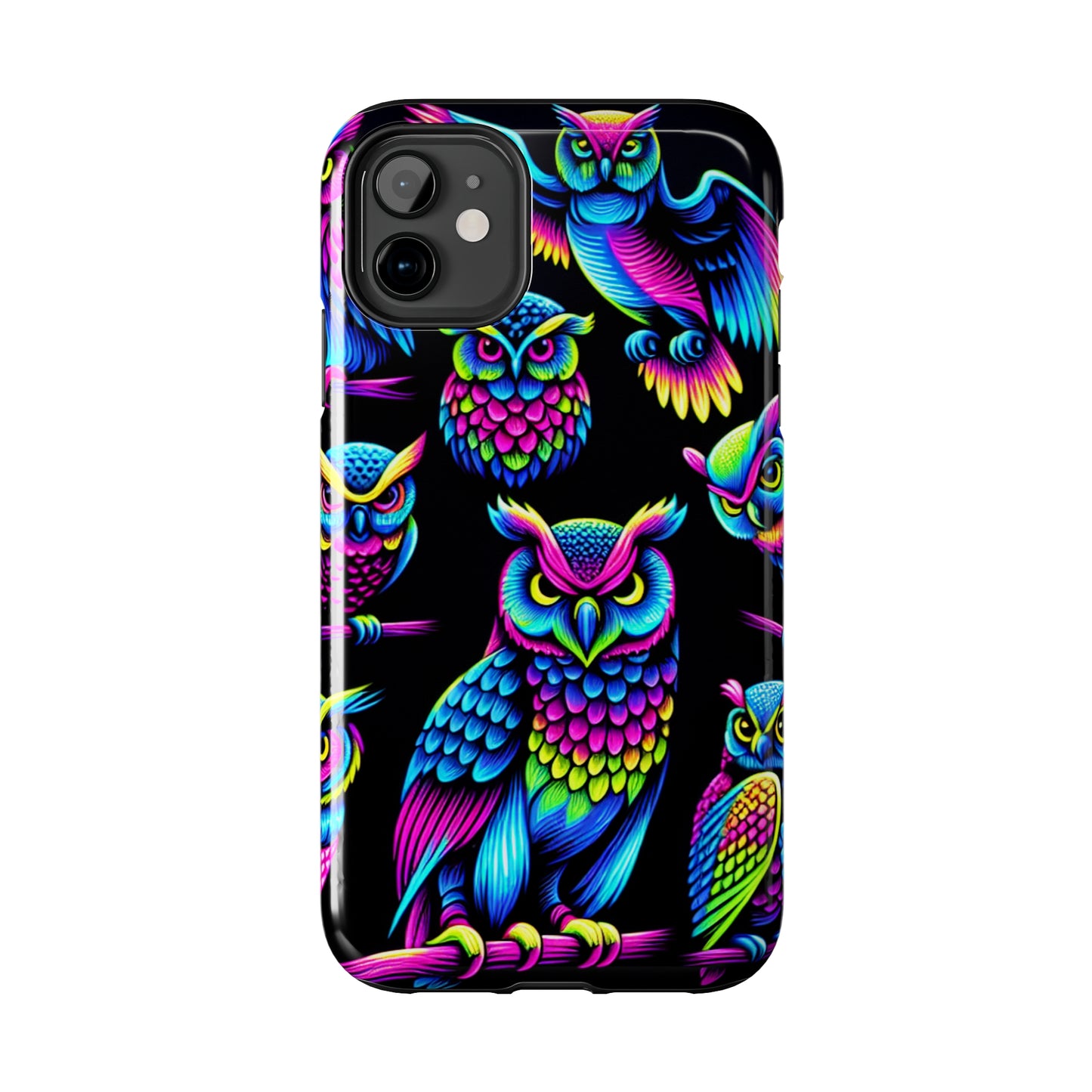 Neon Glowing Owls. NEON Owls Tough Phone Case