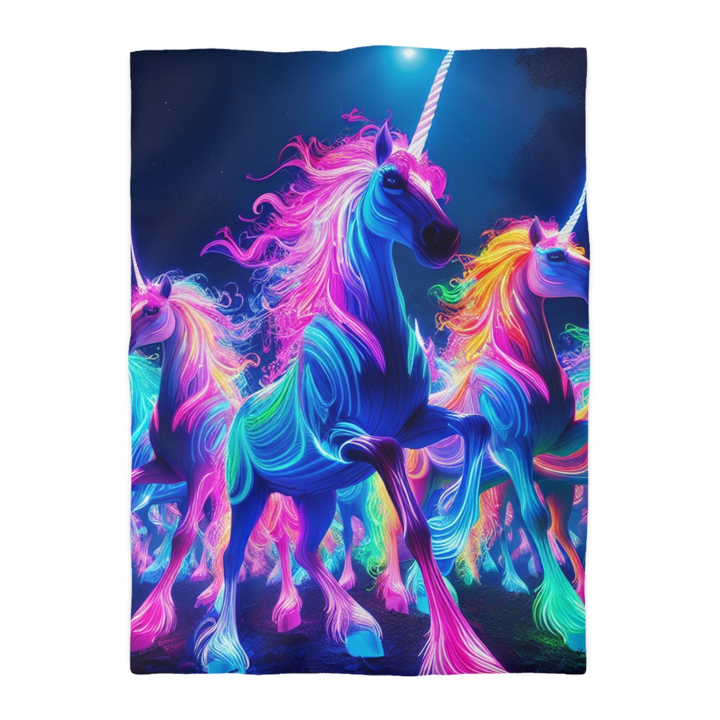 Gideon d'Lonac - NEON Unicorns Microfiber Duvet Cover