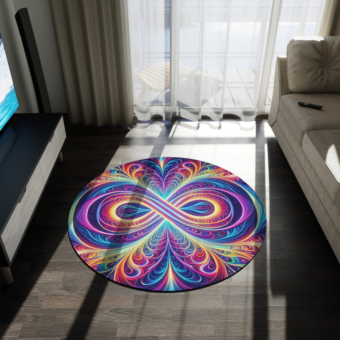 Cosmic HypnoVision. Infinity Patterns Round Rug