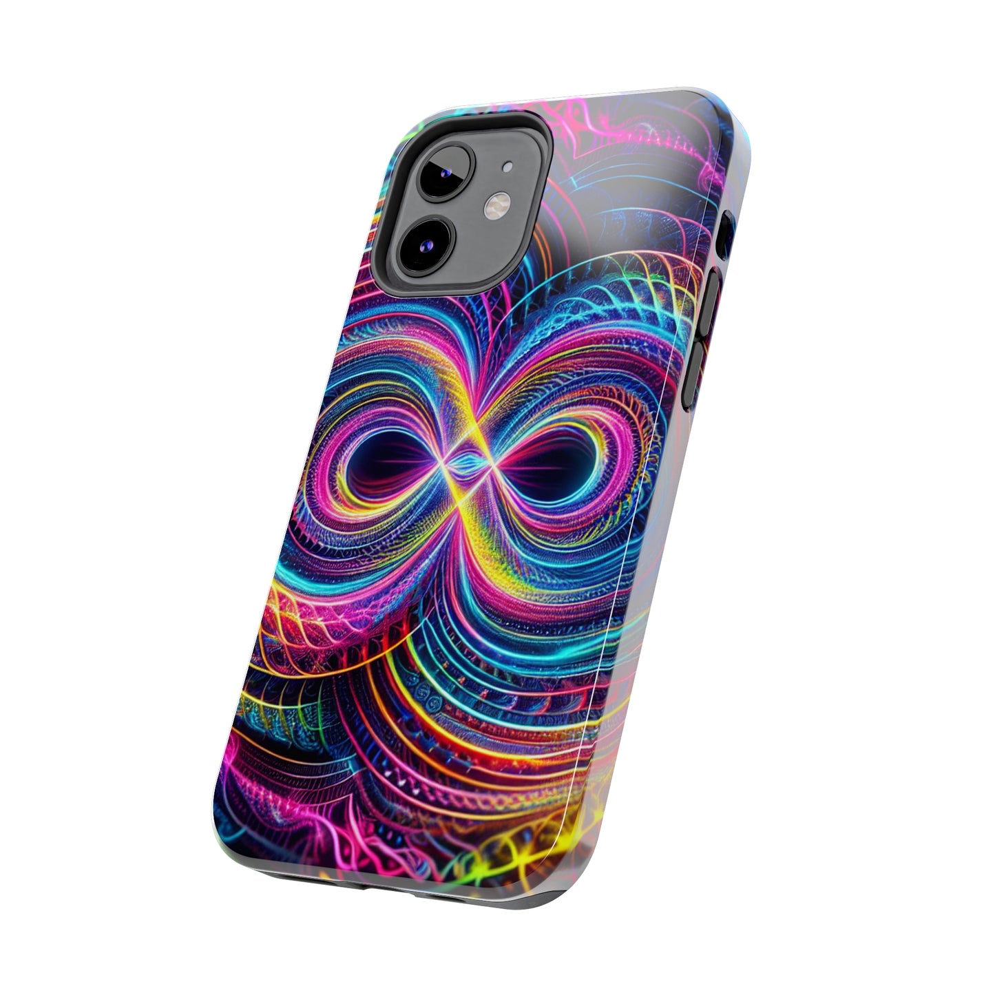 Psychedelic Dreams in Neon Void. Trippy Infinity Patterns Tough Phone Case Iphone 7 8 9 10 11 12 13 14 Pro Max Mini Plus XR XS SE