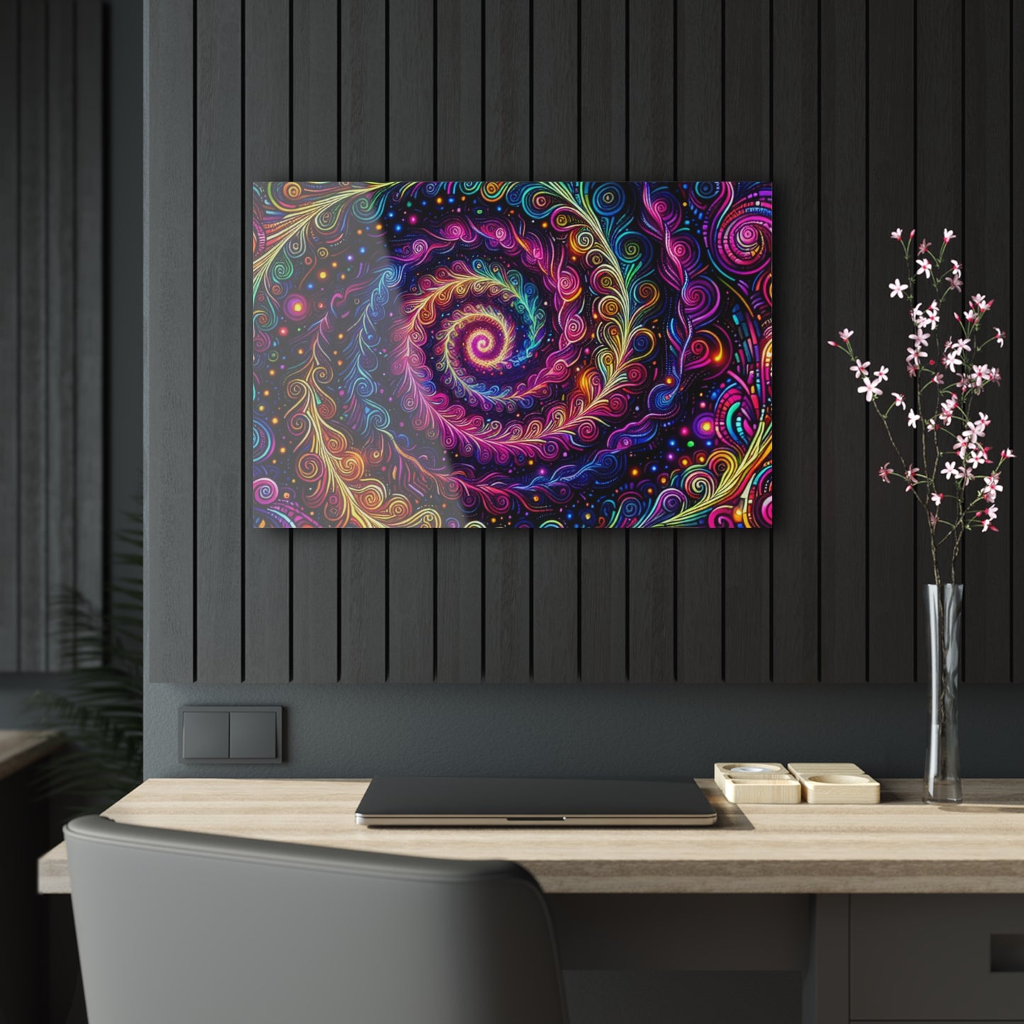 Vibrant Infinity Voyage. Trippy infity Pattern 1/4" Glossy Acrylic Art