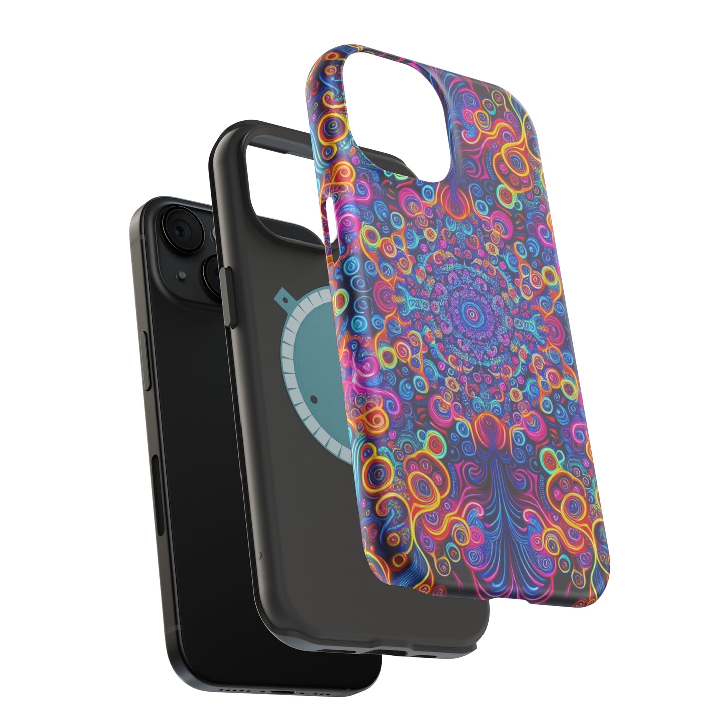 Vibrant Infinity Aurora. Neon Trippy Infinity Patterns Premium Art Magsafe Magnet Tough IPhone 13 14 15 Pro Plus Max and Mini in Matte and Glossy Phone cases