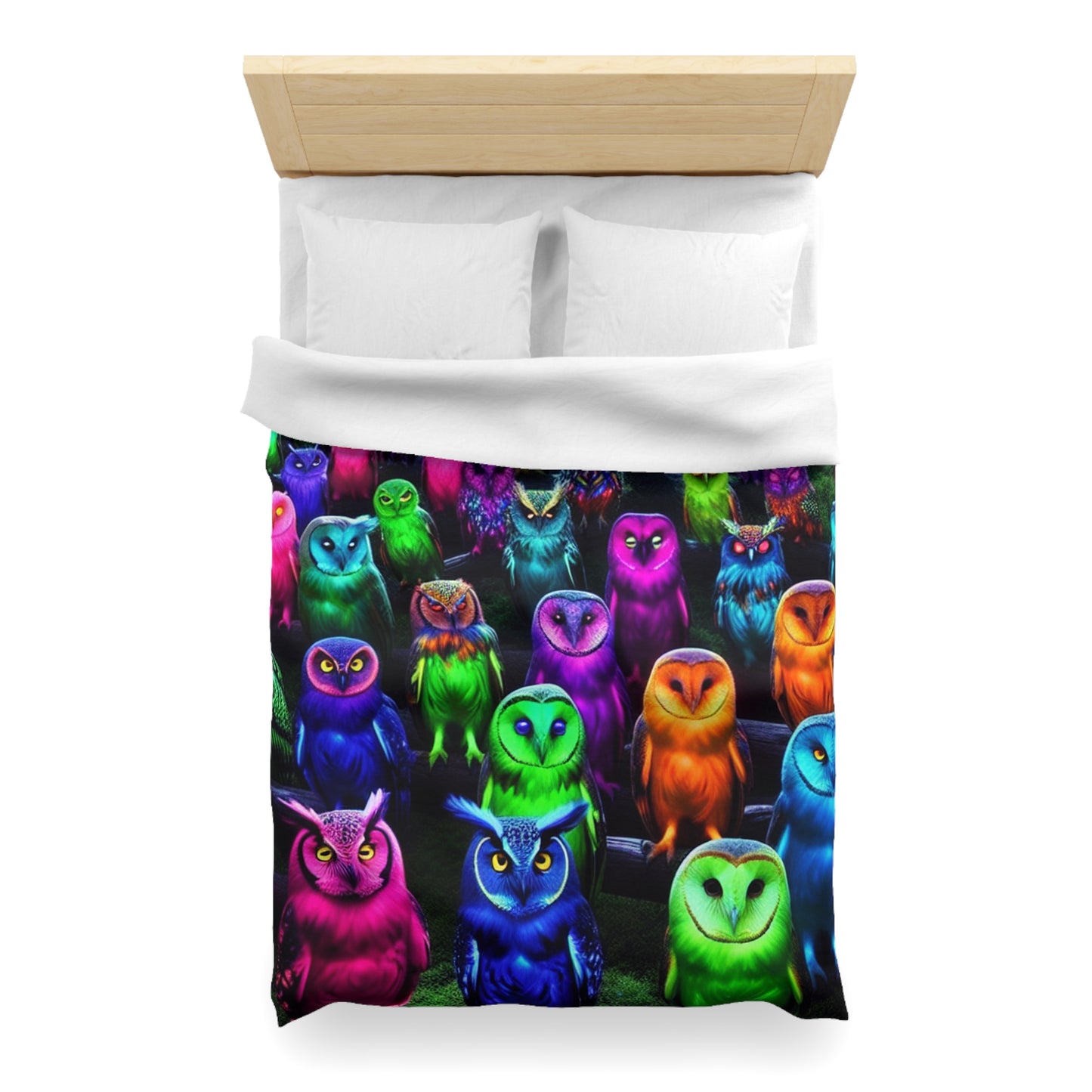 Florin da Vinci - NEON Owls Microfiber Duvet Cover