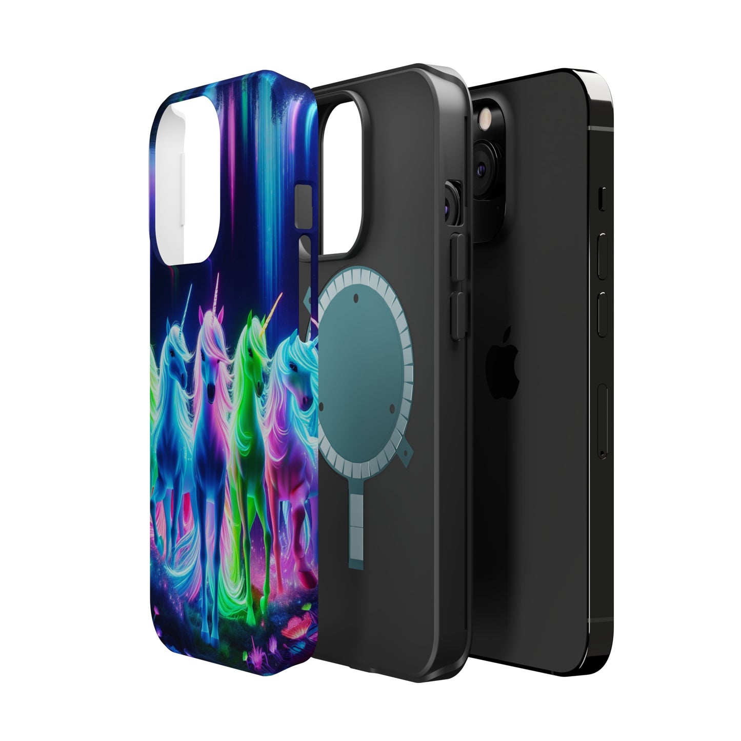 Neon Unicorn Pods. Neon Unicorns Premium Art Magsafe Magnet Tough IPhone 13 14 15 Pro Plus Max and Mini in Matte and Glossy Phone cases