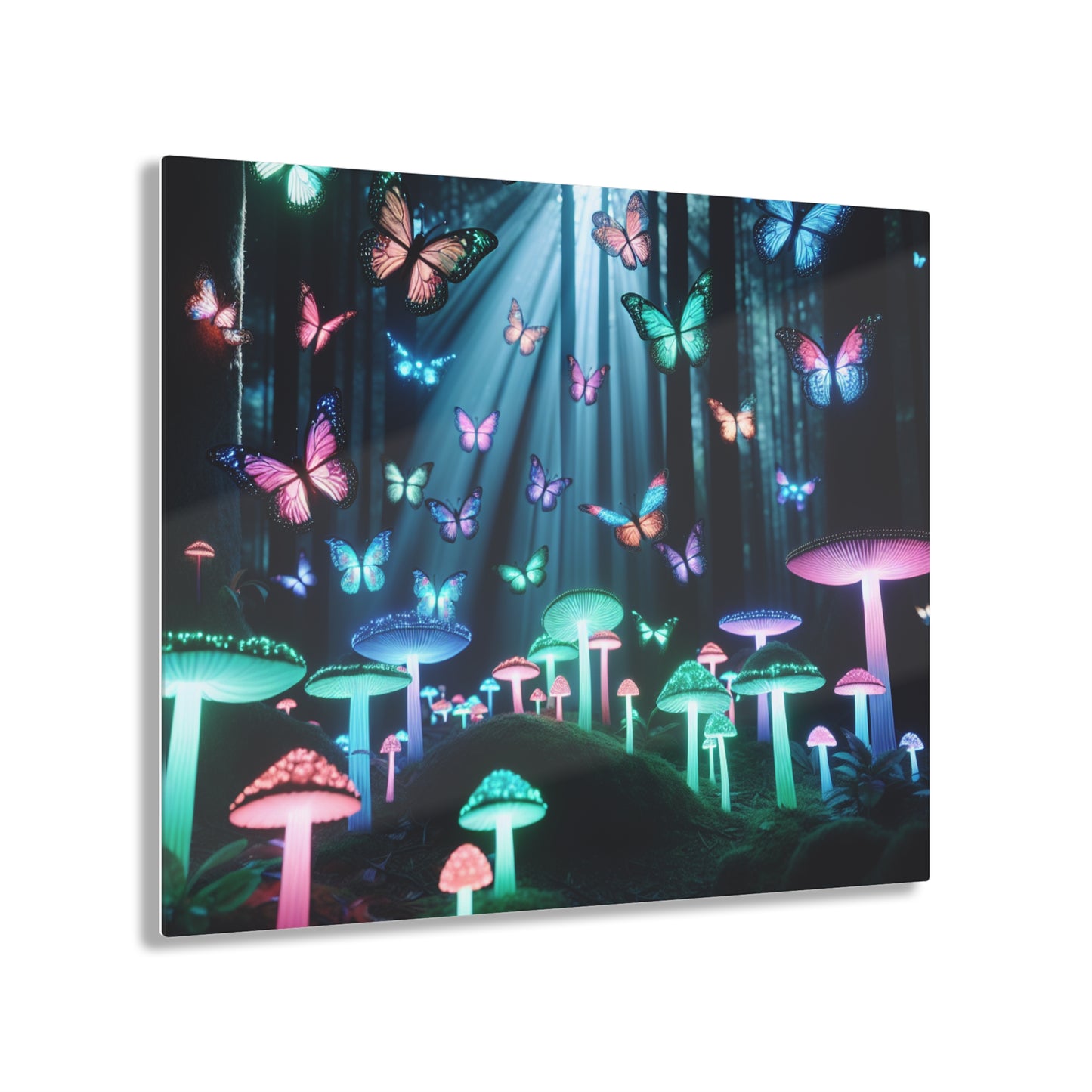 Neon Nature Fantasy Butterflies & Mushrooms 1/4" Glossy Acrylic Art