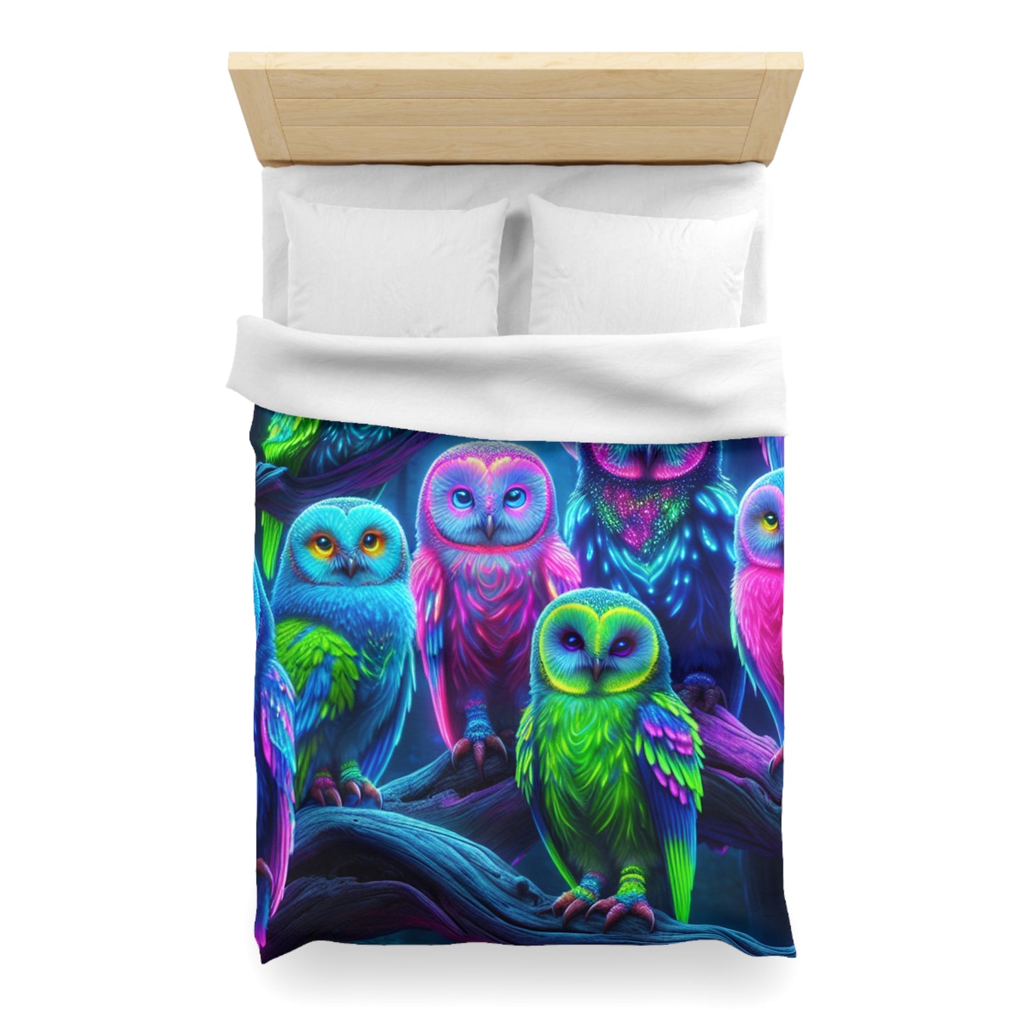 Pietro Guglielmo - NEON Owls Microfiber Duvet Cover