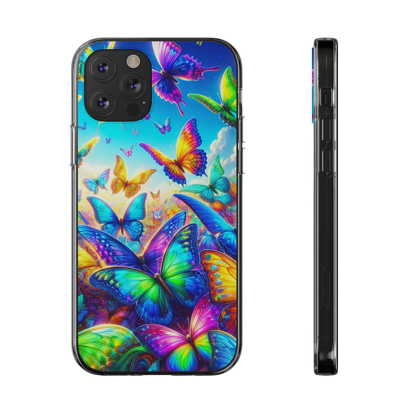 "Neon Brilliance" NEON Butterflies Art Polycarbonate Phone Case Samsung Galaxy s21 s22 Google Pixel 6 Iphone 11 12 13 14 Pro Max Mini Plus