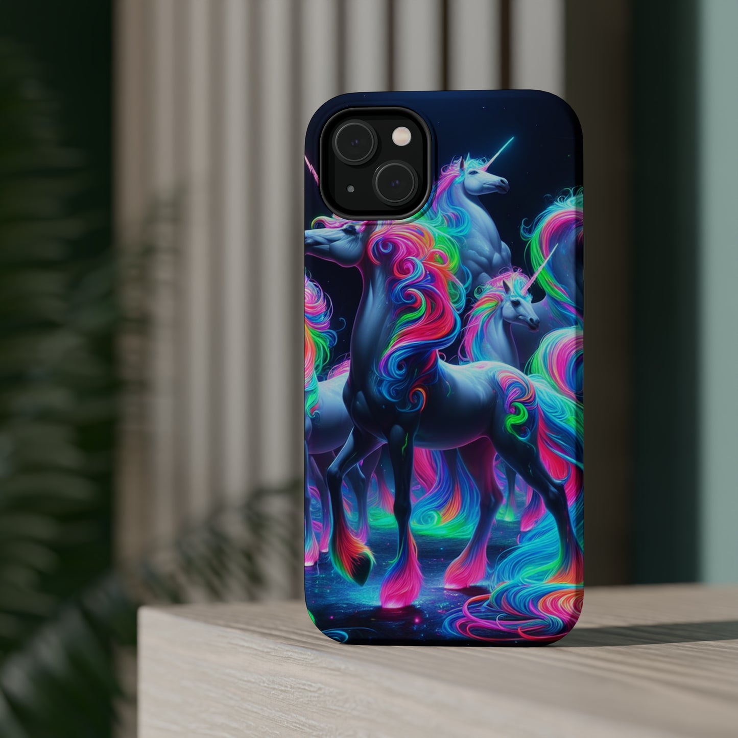 Neon Unicorn Prism. Neon Unicorns Premium Art Magsafe Magnet Tough IPhone 13 14 15 Pro Plus Max and Mini in Matte and Glossy Phone cases