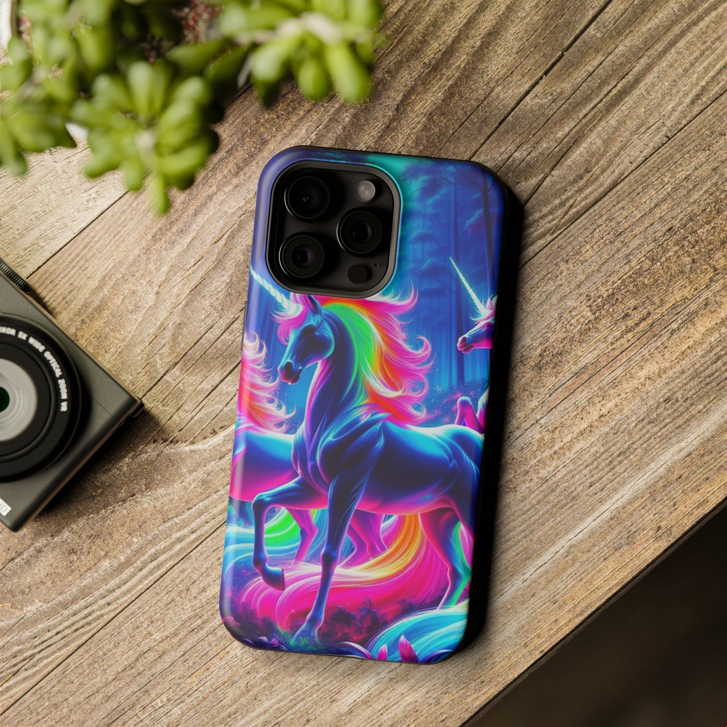 NeonNocturnals Neon Unicorns Premium Art Magsafe Magnet Tough IPhone 13 14 15 Pro Plus Max and Mini in Matte and Glossy Phone cases