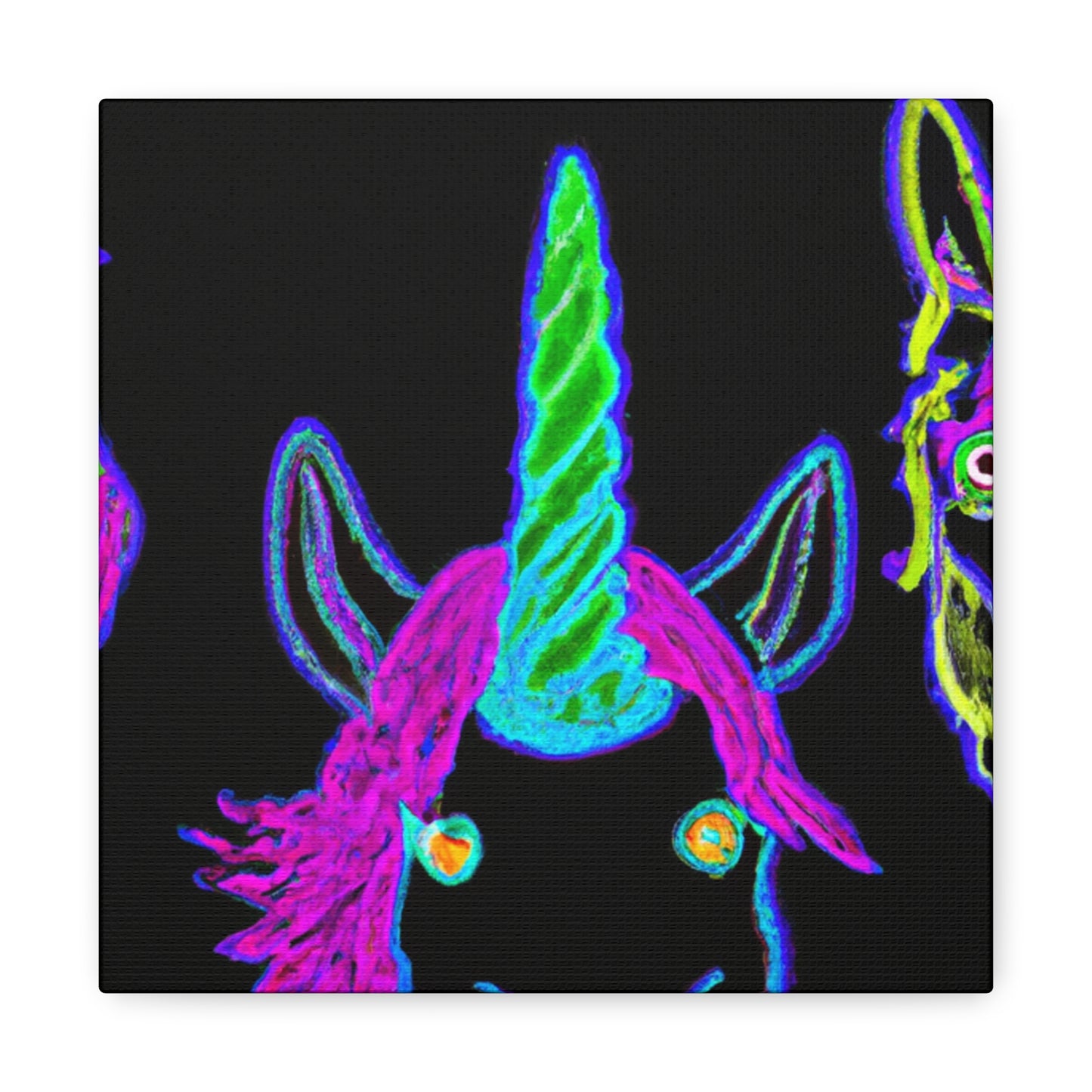 Vibrant Neon Magic. NEON Unicorns Art Canvas