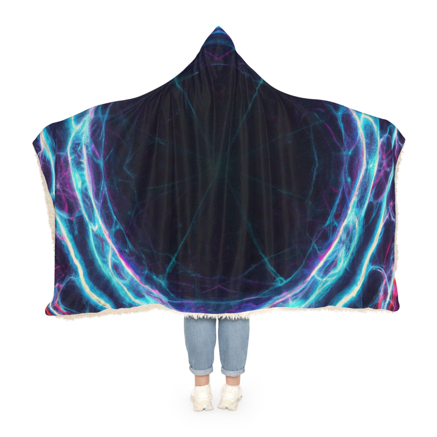 'Vibrant Cosmos' - NEON Infinity Patterns Art Hooded Snuggle Blanket