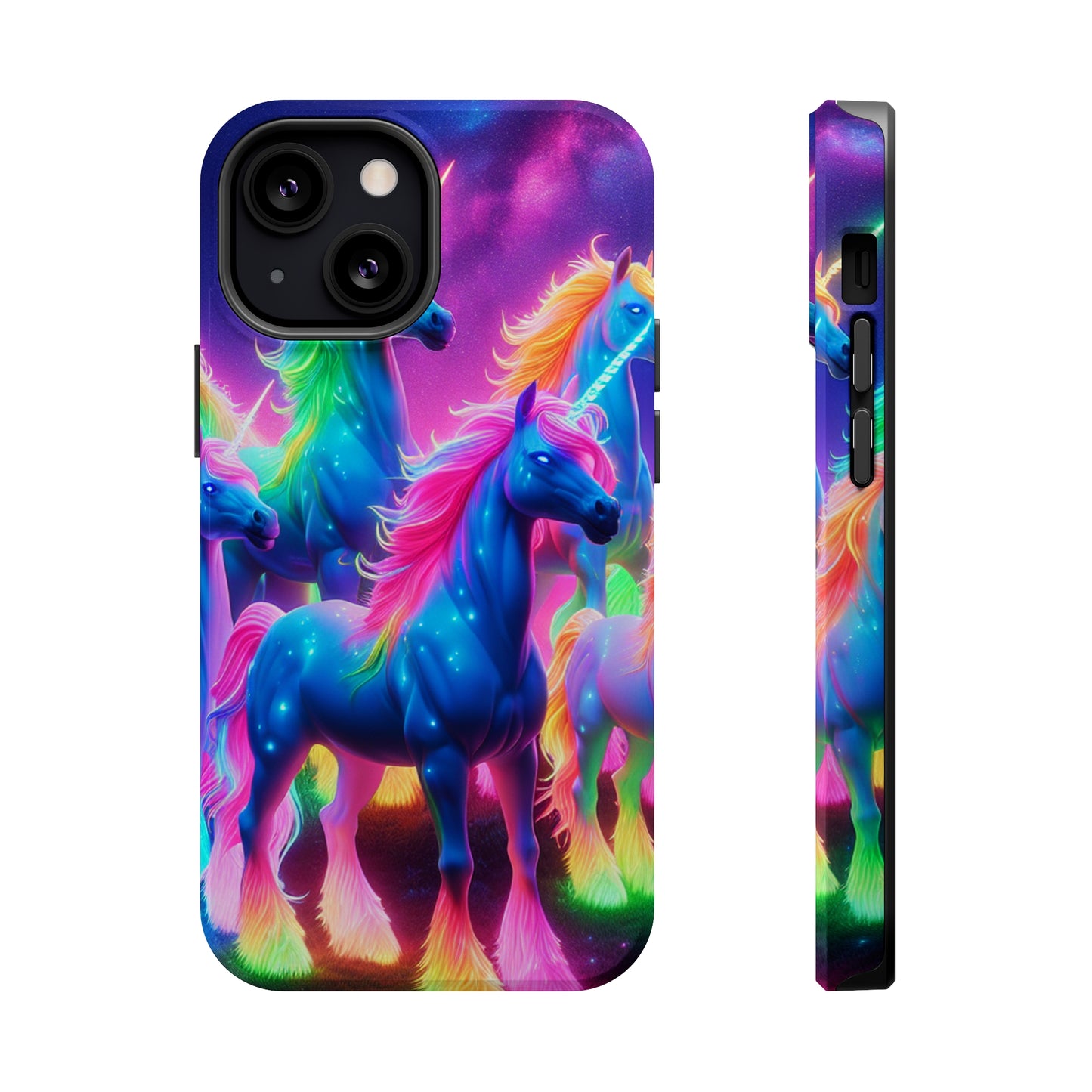 Neon Unicorn Congregation Neon Unicorns Premium Art Magsafe Magnet Tough IPhone 13 14 15 Pro Plus Max and Mini in Matte and Glossy Phone cases