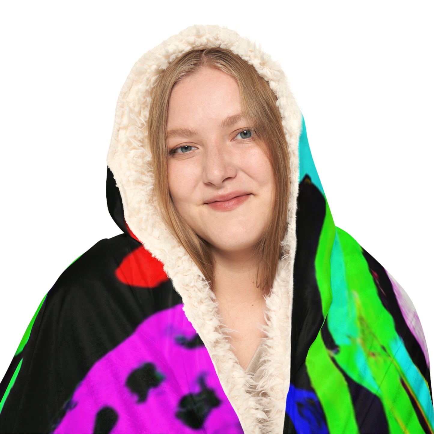 'Neon Nocturne' - NEON Owls Art Hooded Snuggle Blanket