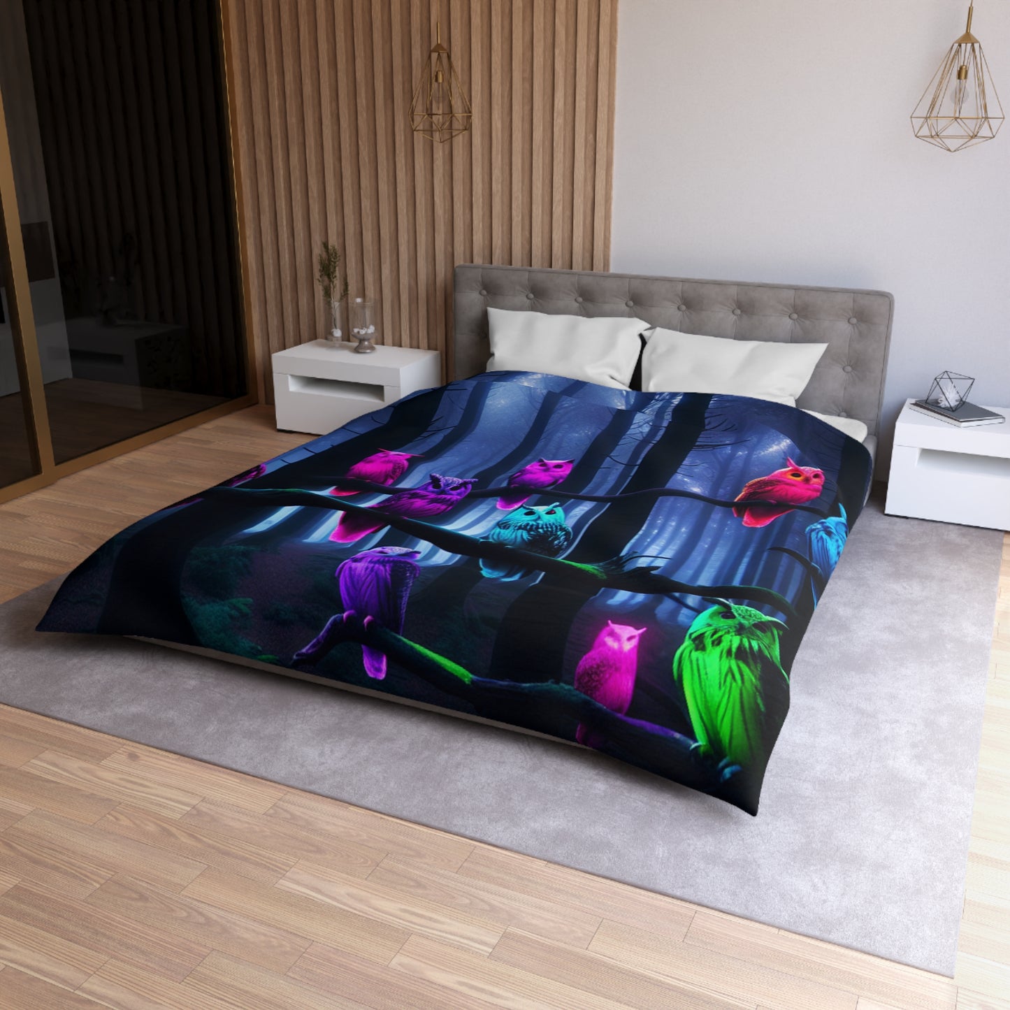 Gianni di Firenze - NEON Owls Microfiber Duvet Cover