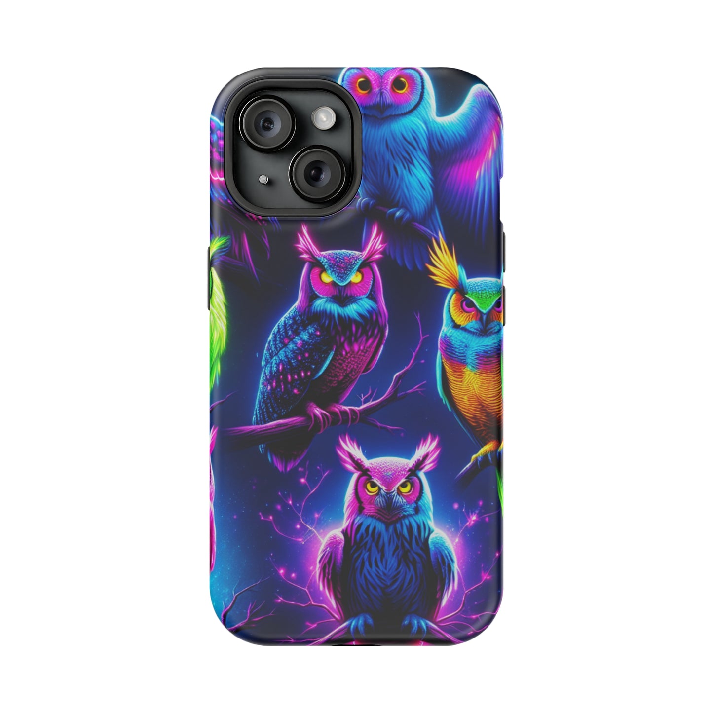 Neon Owlfection. Neon Owls Premium Art Magsafe Magnet Tough IPhone 13 14 15 Pro Plus Max and Mini in Matte and Glossy Phone cases