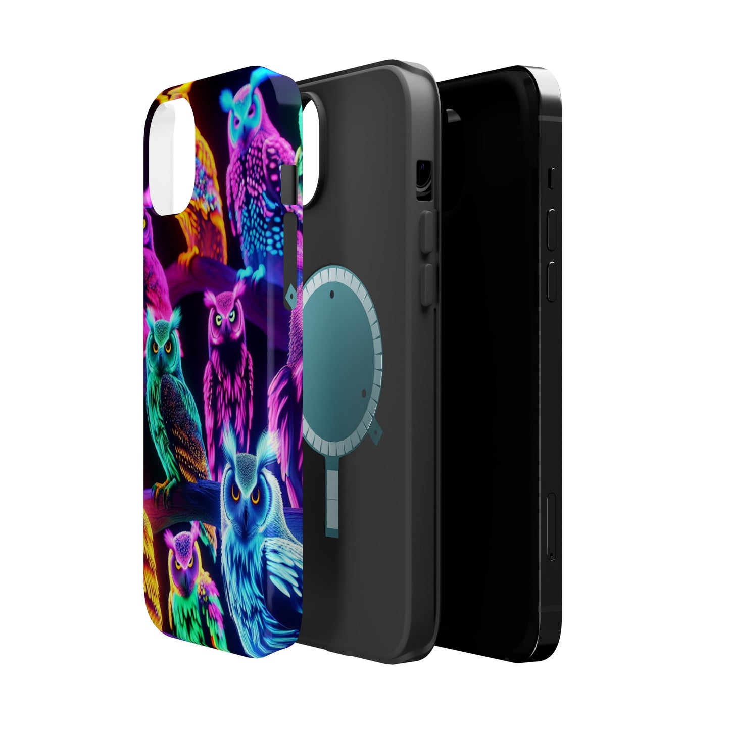 Neon Night Owls. Neon Owls Premium Art Magsafe Magnet Tough IPhone 13 14 15 Pro Plus Max and Mini in Matte and Glossy Phone cases
