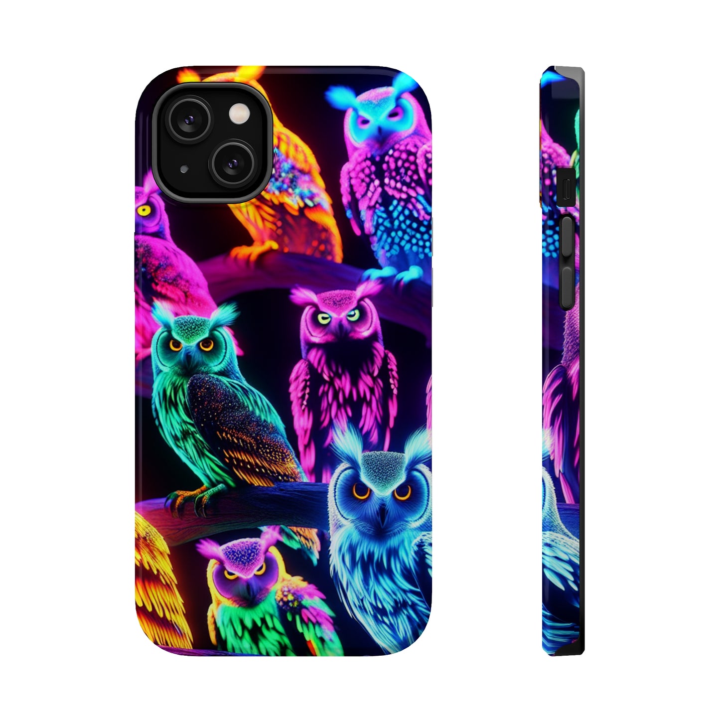 Neon Night Owls. Neon Owls Premium Art Magsafe Magnet Tough IPhone 13 14 15 Pro Plus Max and Mini in Matte and Glossy Phone cases