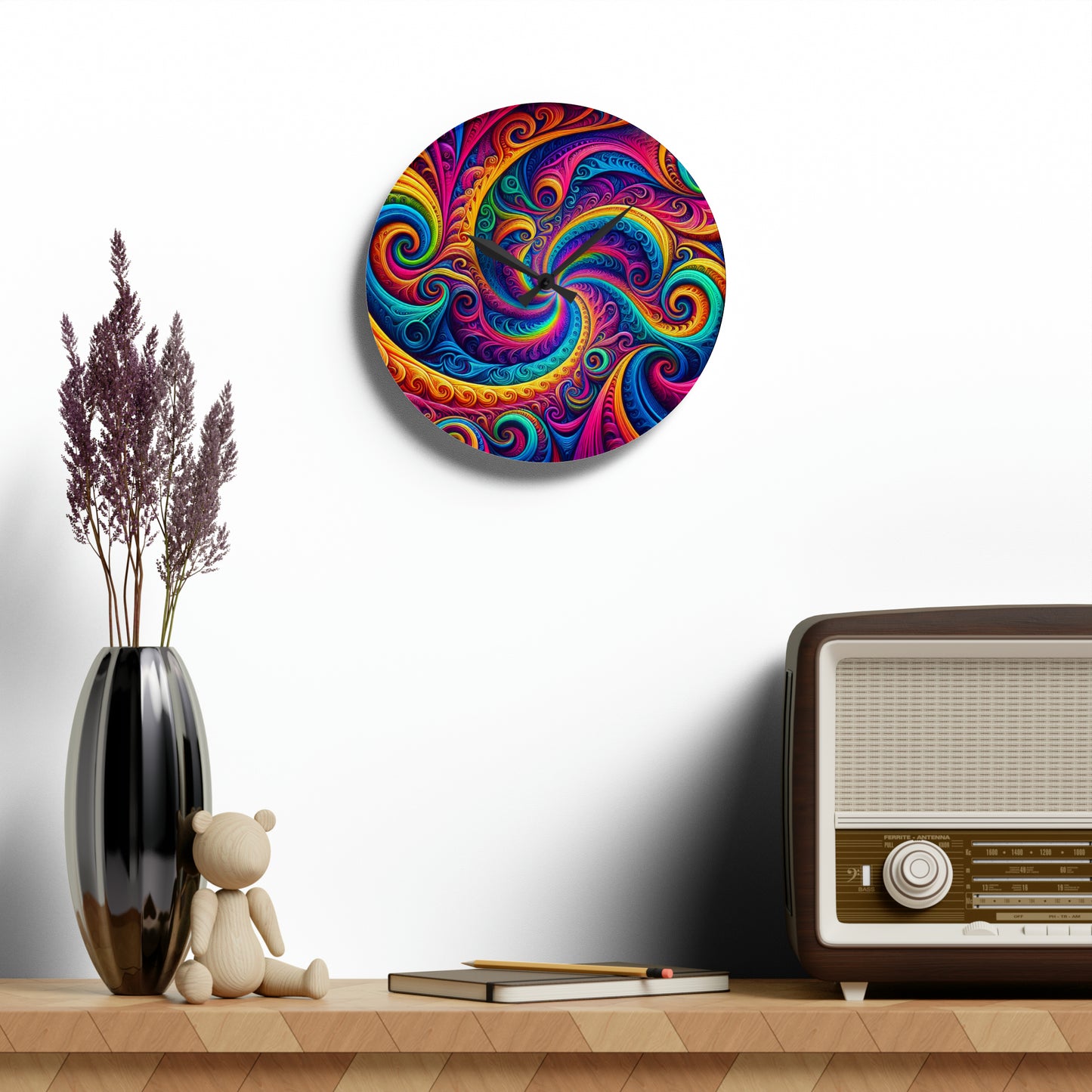 Vibrancy Infinity Neonometry Infinity Patterns Art Acrylic Clock