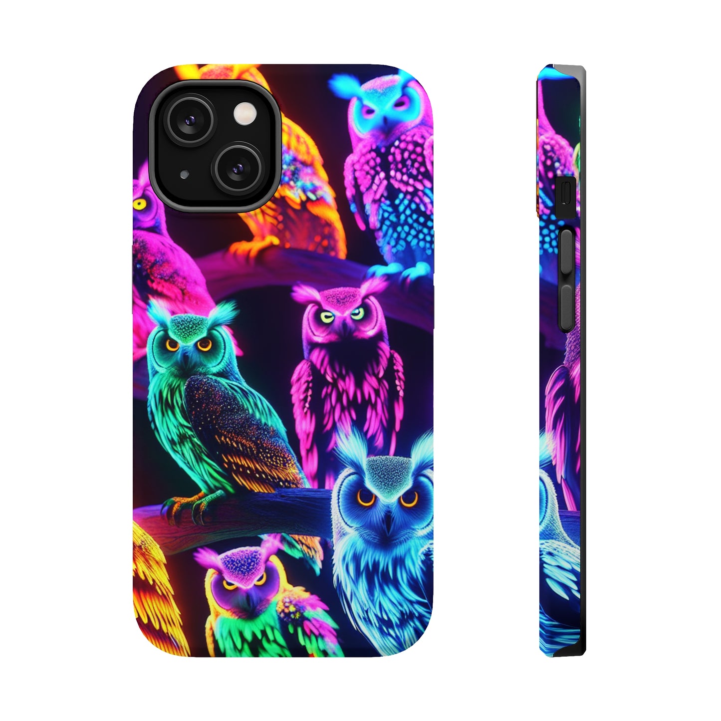 Neon Night Owls. Neon Owls Premium Art Magsafe Magnet Tough IPhone 13 14 15 Pro Plus Max and Mini in Matte and Glossy Phone cases