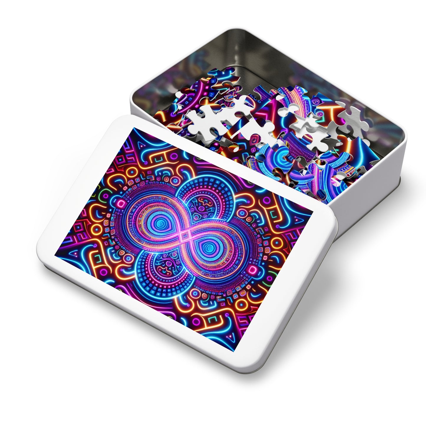 Neon Infinifinity - Neon Trippy Infinity Patterns Puzzle 30, 110, 252, and 1000 Pieces