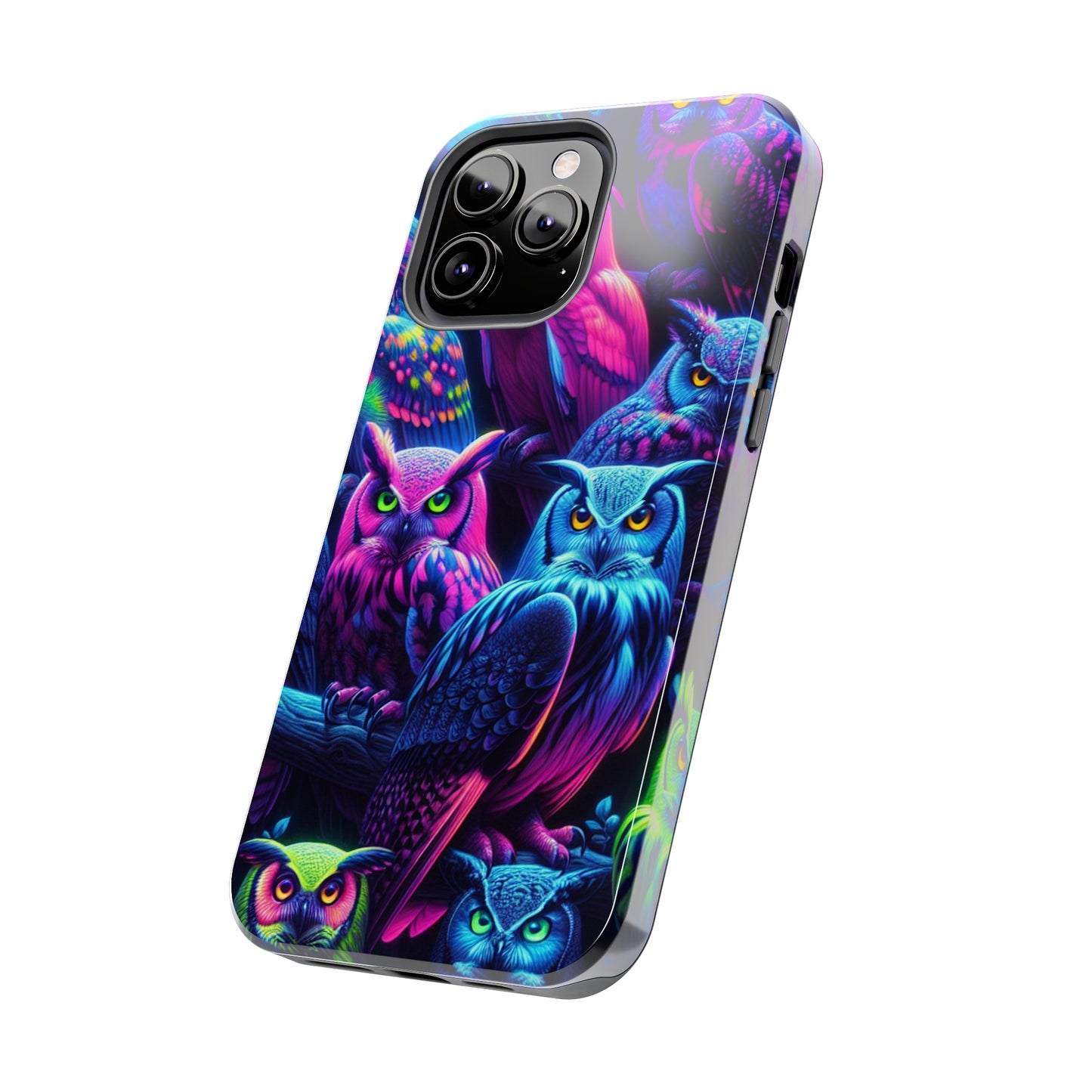 "Vivid Neon Nocturnal Symphony" NEON Owls Tough Phone Case
