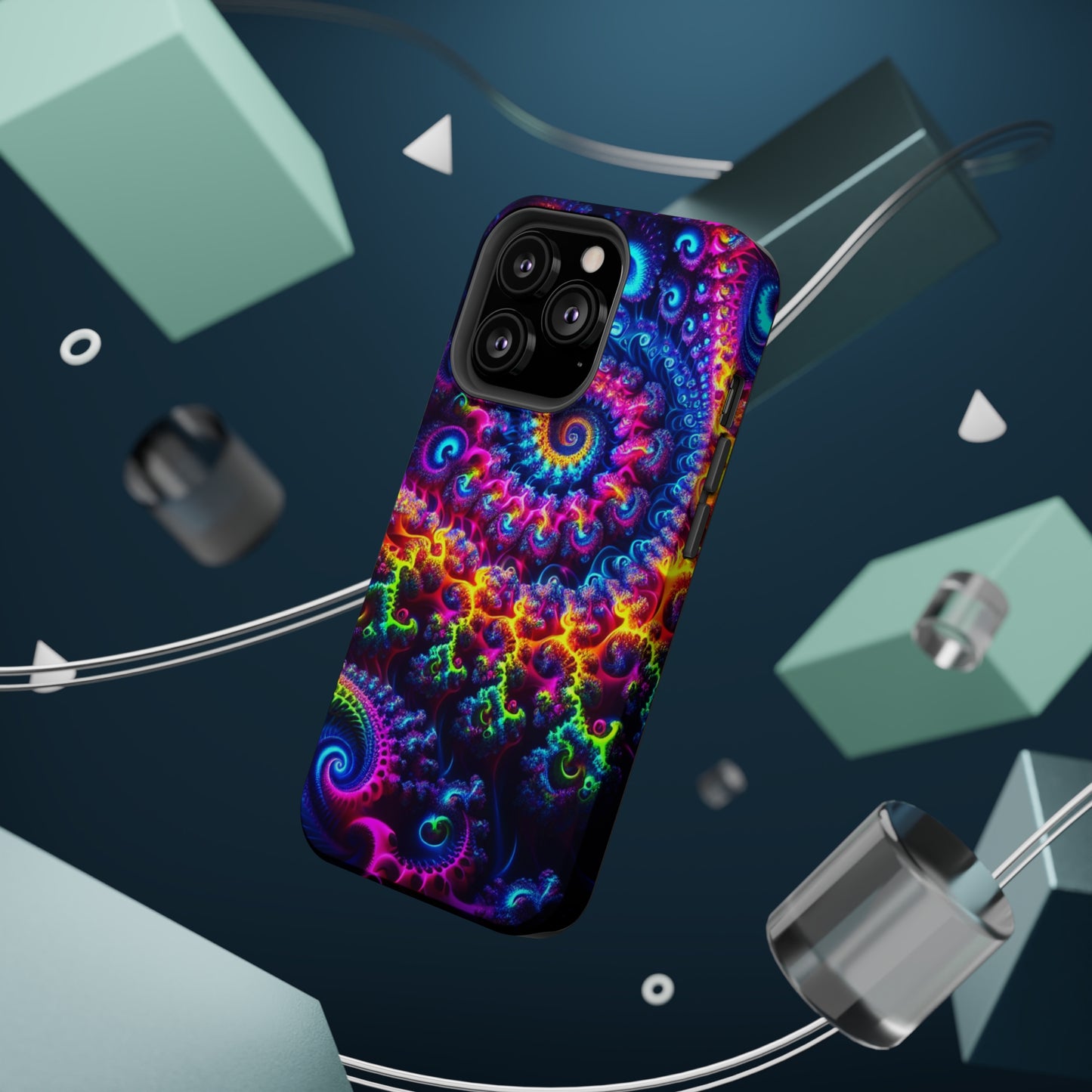Twilight Infinyscape Neon Trippy Infinity Patterns Premium Art Magsafe Magnet Tough IPhone 13 14 15 Pro Plus Max and Mini in Matte and Glossy Phone cases