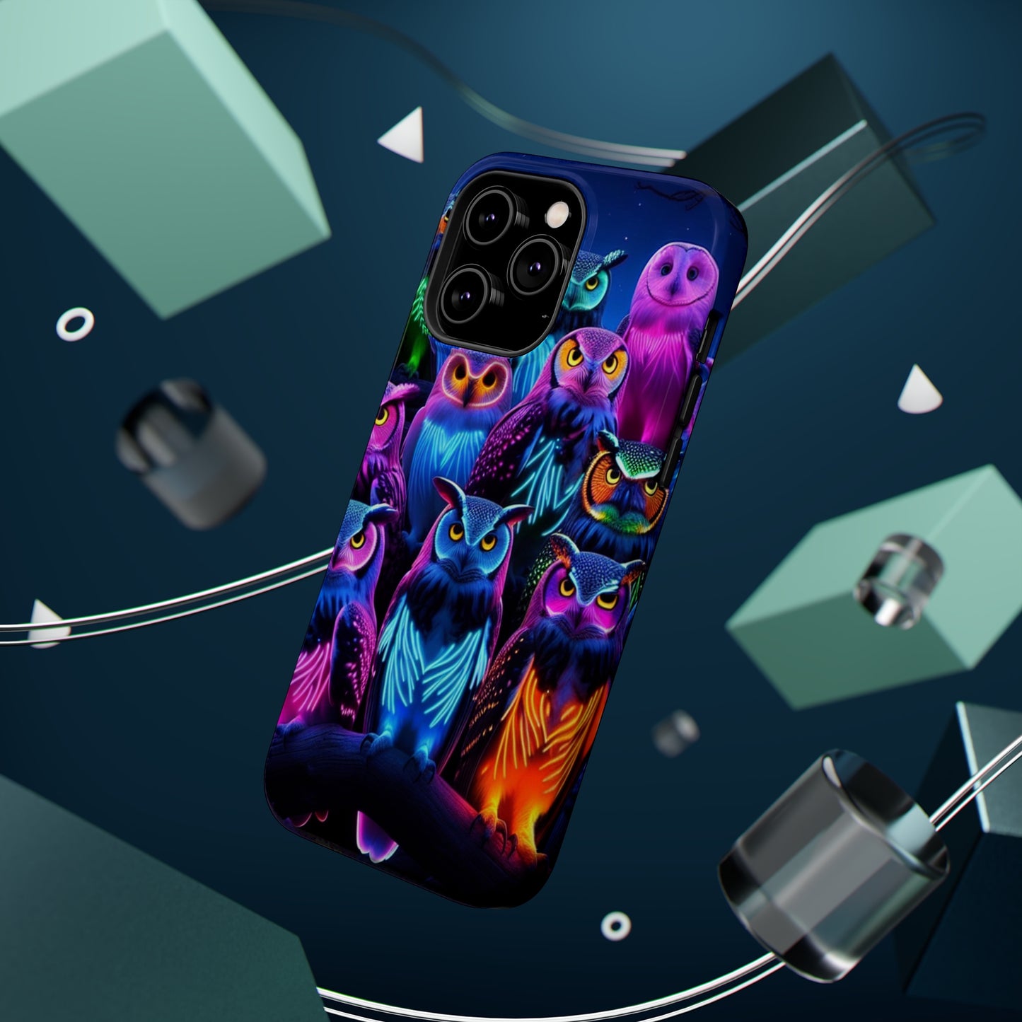 Neon Nocturne Owls. Neon Owls Premium Art Magsafe Magnet Tough IPhone 13 14 15 Pro Plus Max and Mini in Matte and Glossy Phone cases