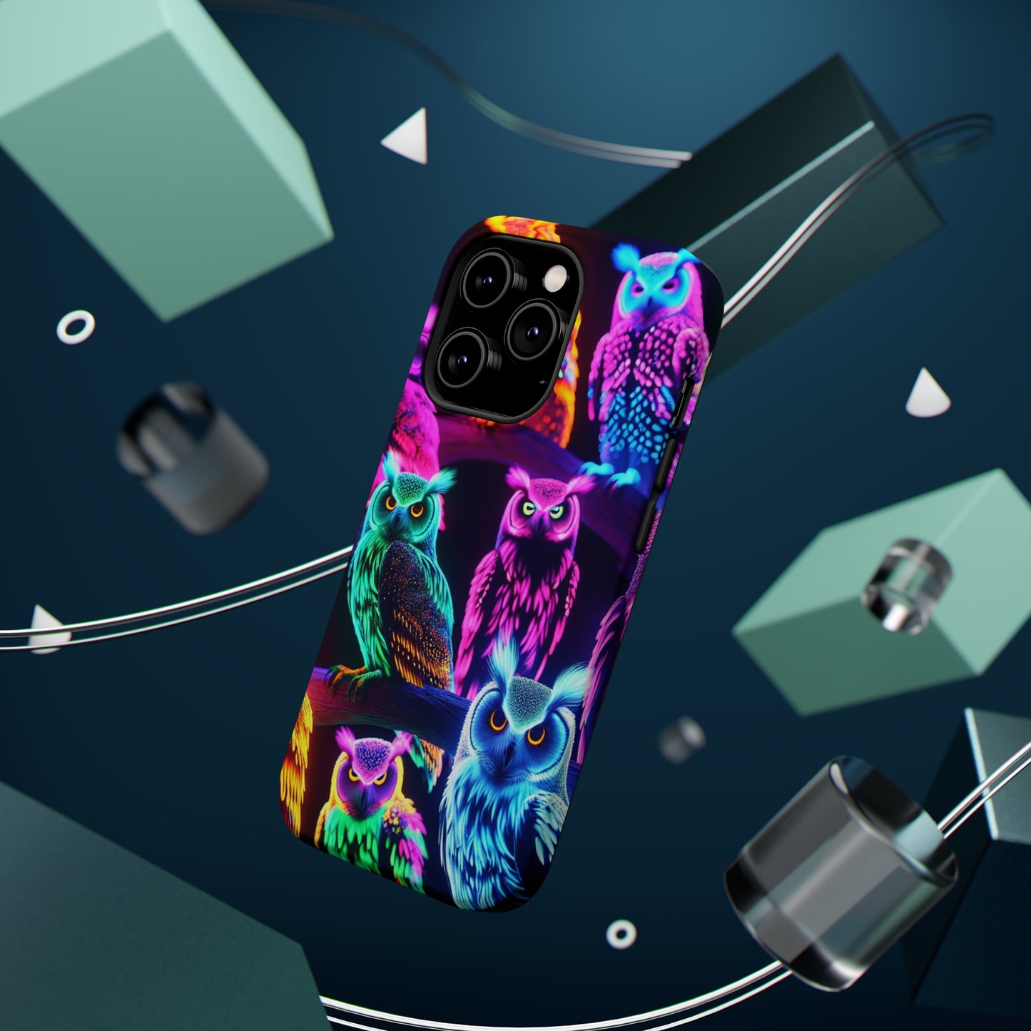 Neon Night Owls. Neon Owls Premium Art Magsafe Magnet Tough IPhone 13 14 15 Pro Plus Max and Mini in Matte and Glossy Phone cases