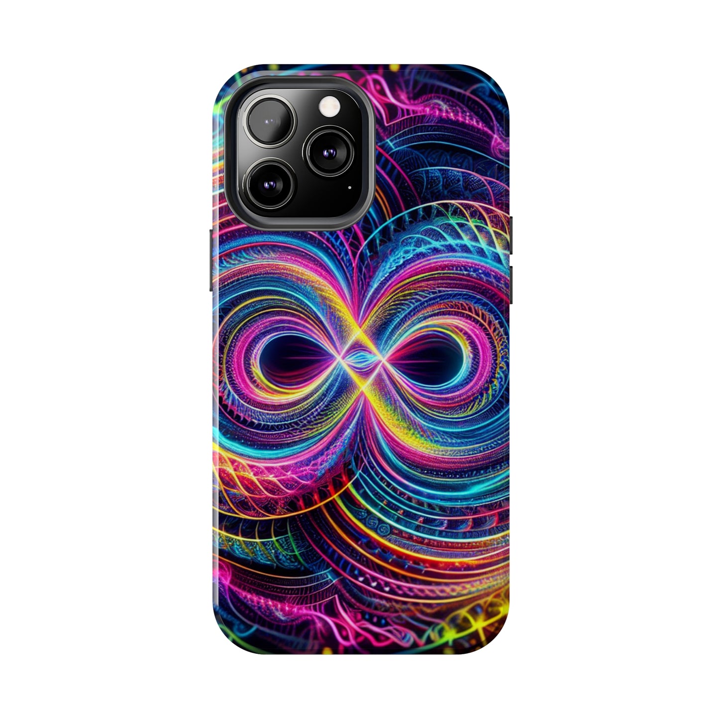 Psychedelic Dreams in Neon Void. Trippy Infinity Patterns Tough Phone Case Iphone 7 8 9 10 11 12 13 14 Pro Max Mini Plus XR XS SE