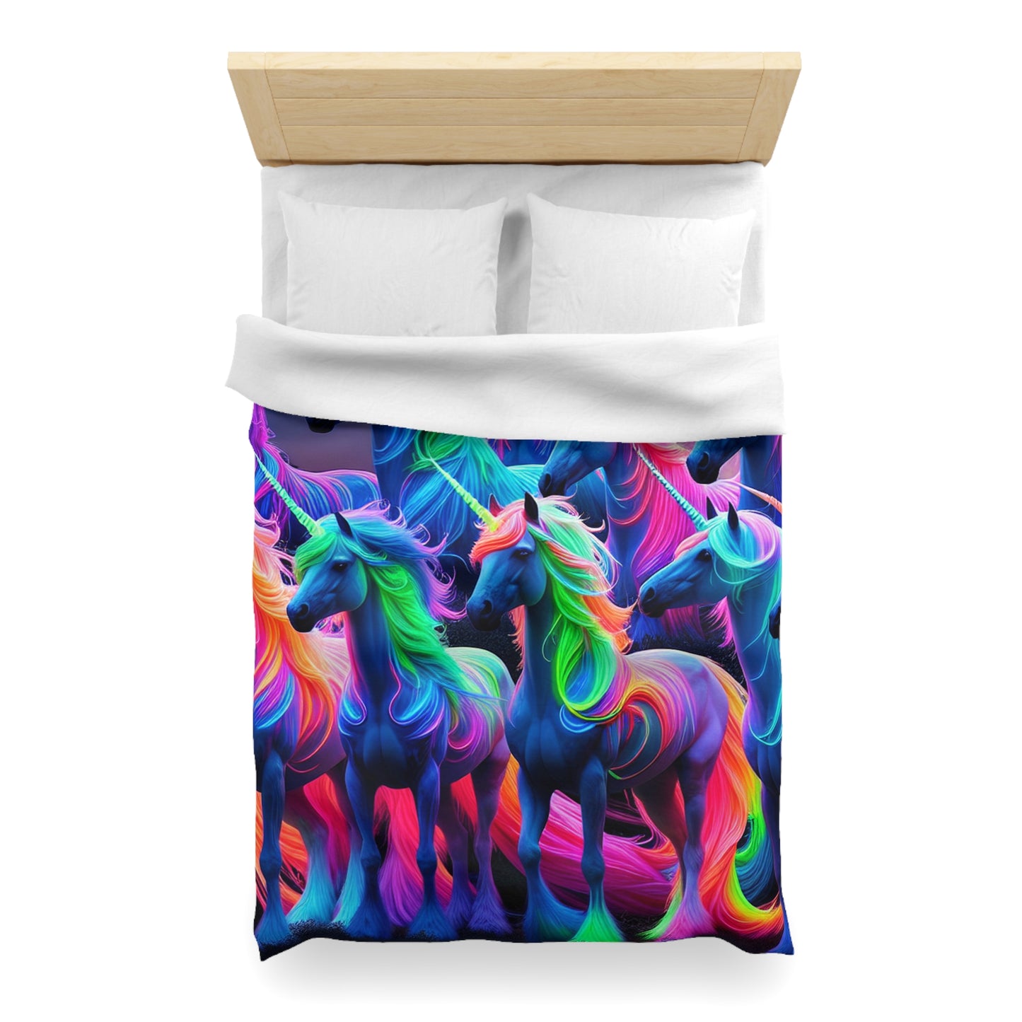 Gian Lorenzo Bernini - NEON Unicorns Microfiber Duvet Cover